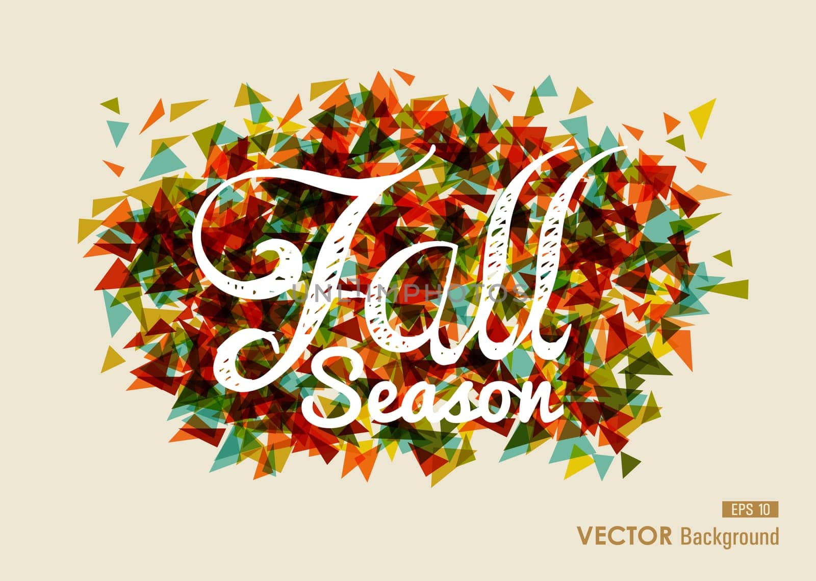 Vintage Fall Season text over geometric composition. Abstract autumn background. EPS10 file with transparency for easy editing.