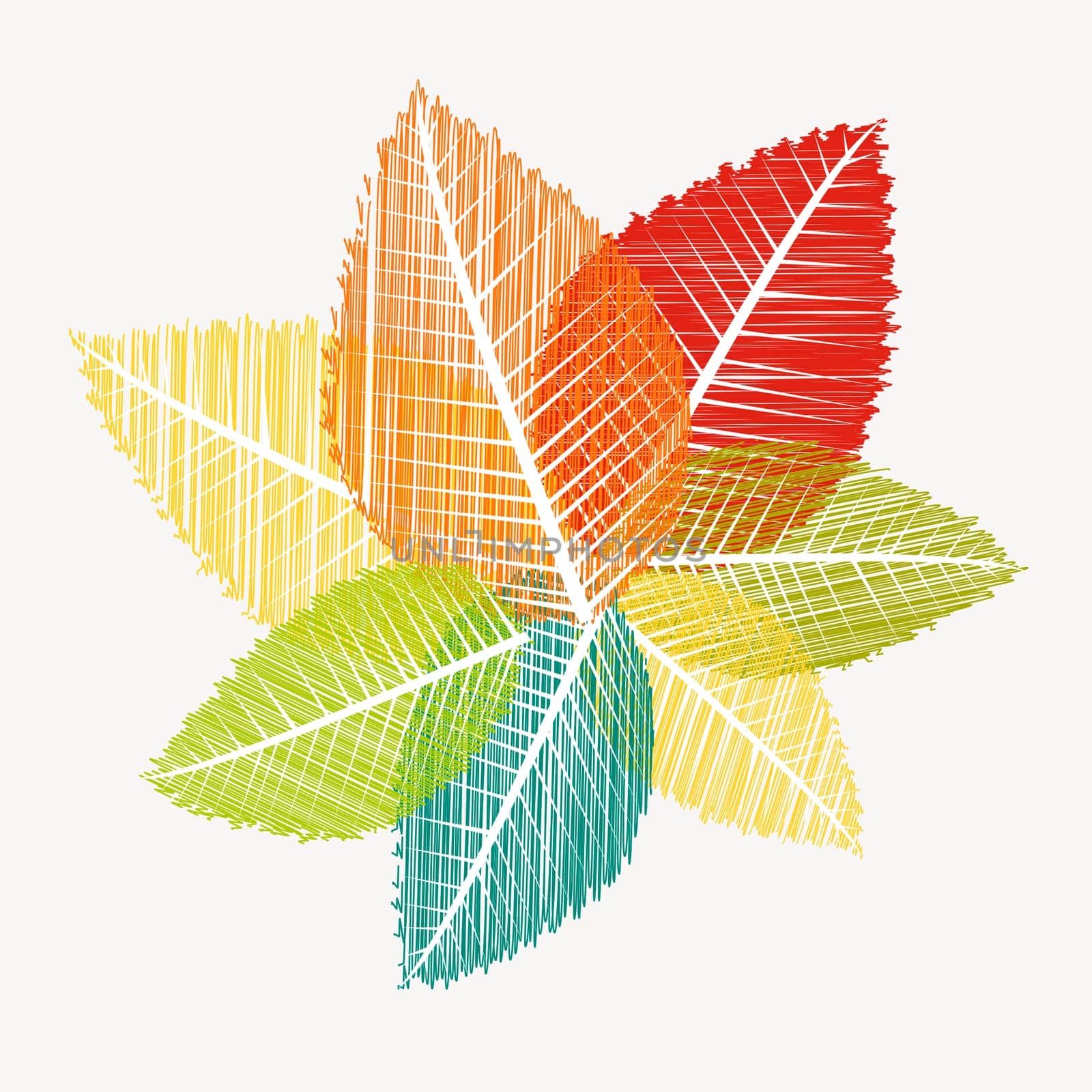 Colorful vintage leaves silhouettes. Autumn season concept background. EPS10 Vector file in layers for easy editing.