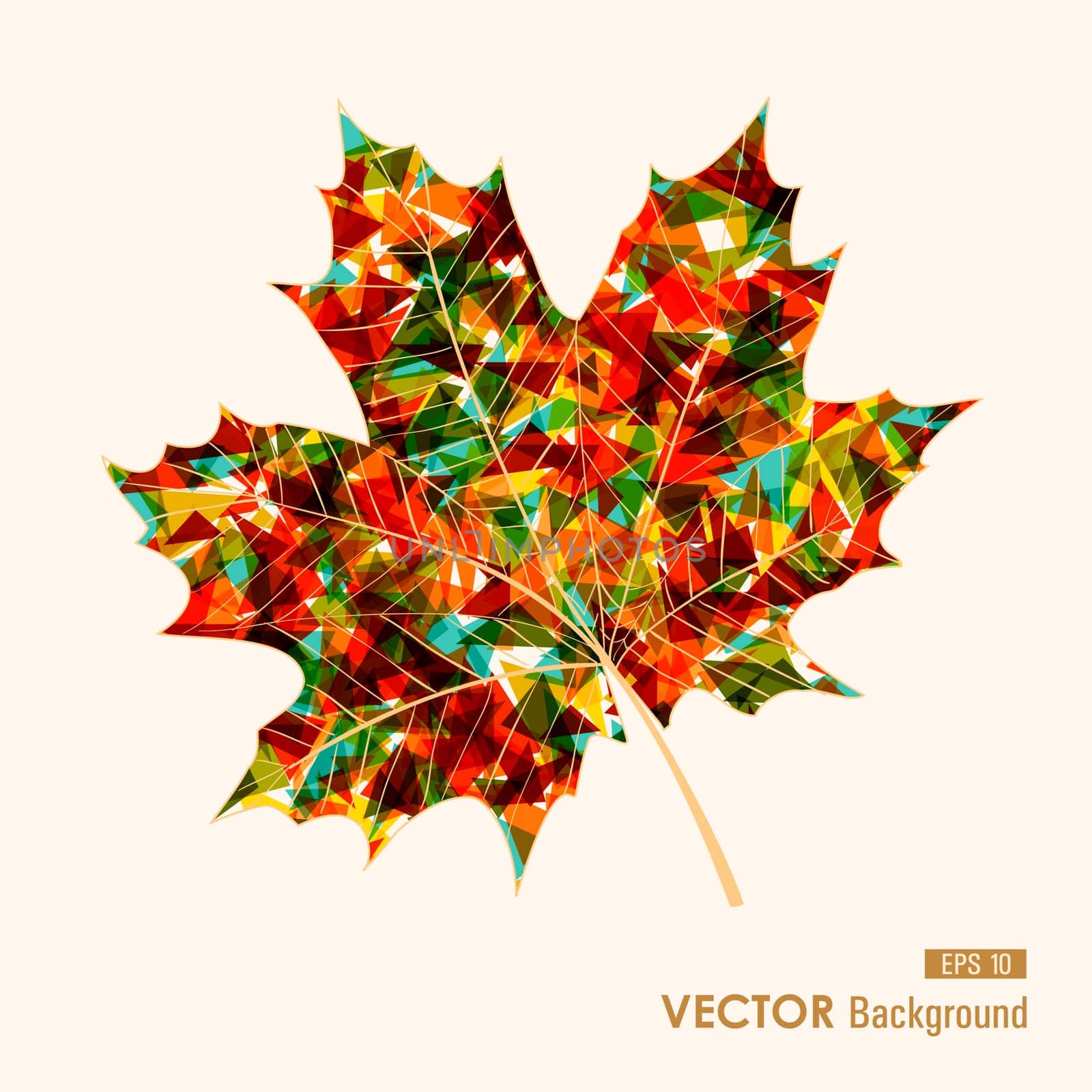 Fall season colorful transparent leaf geometric elements. Abstract autumn background. EPS10 vector file with transparency for easy editing