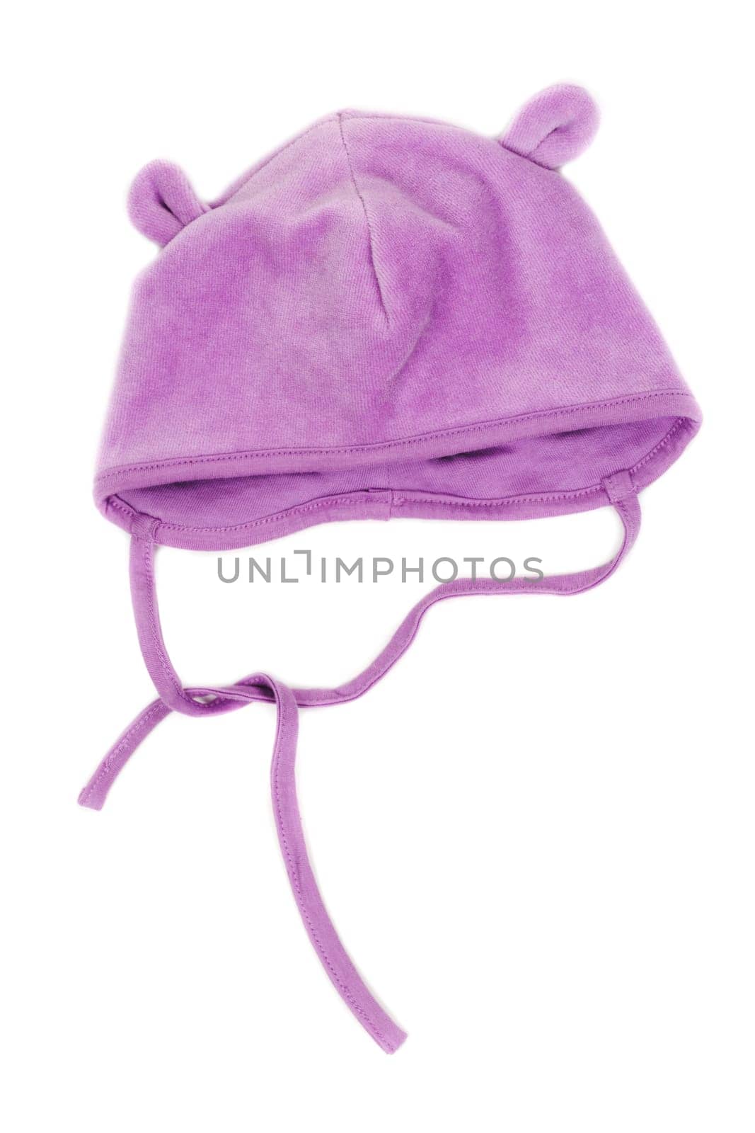 Children's hat with strings isolated on white background