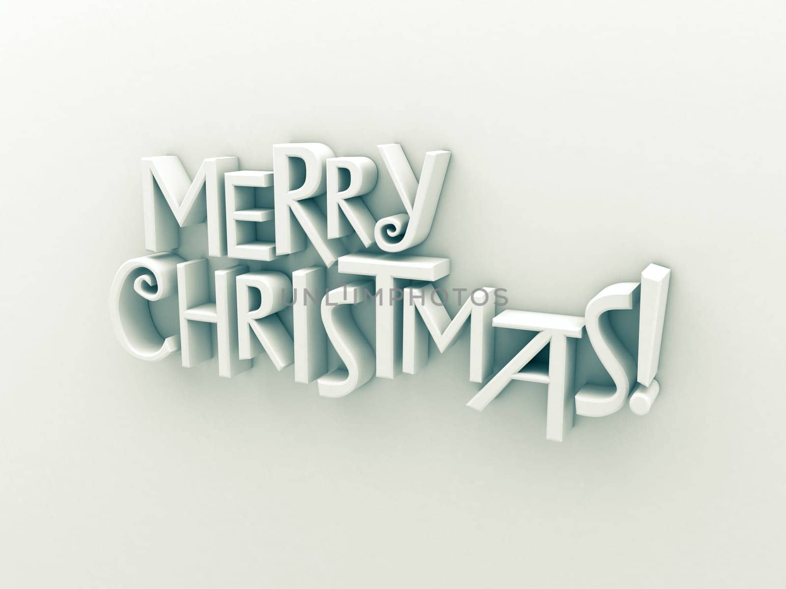 Merry Christmas in white matt rendered letters on a white background