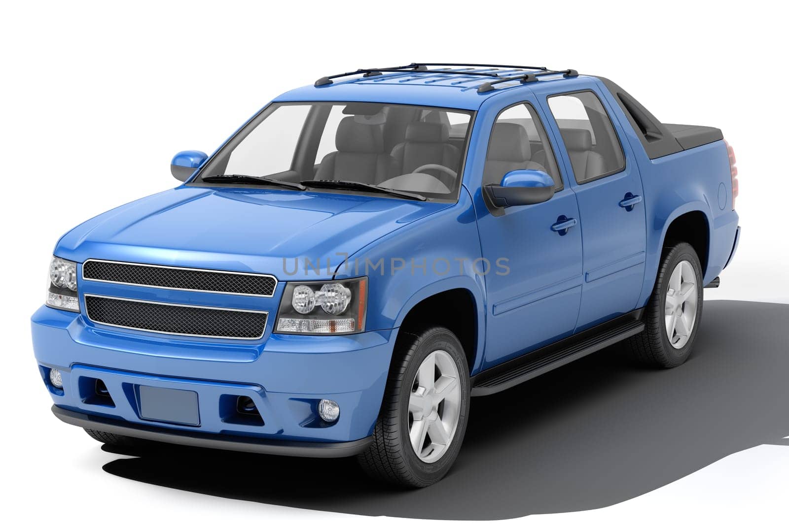 Blue pickup on a light  background with shadow