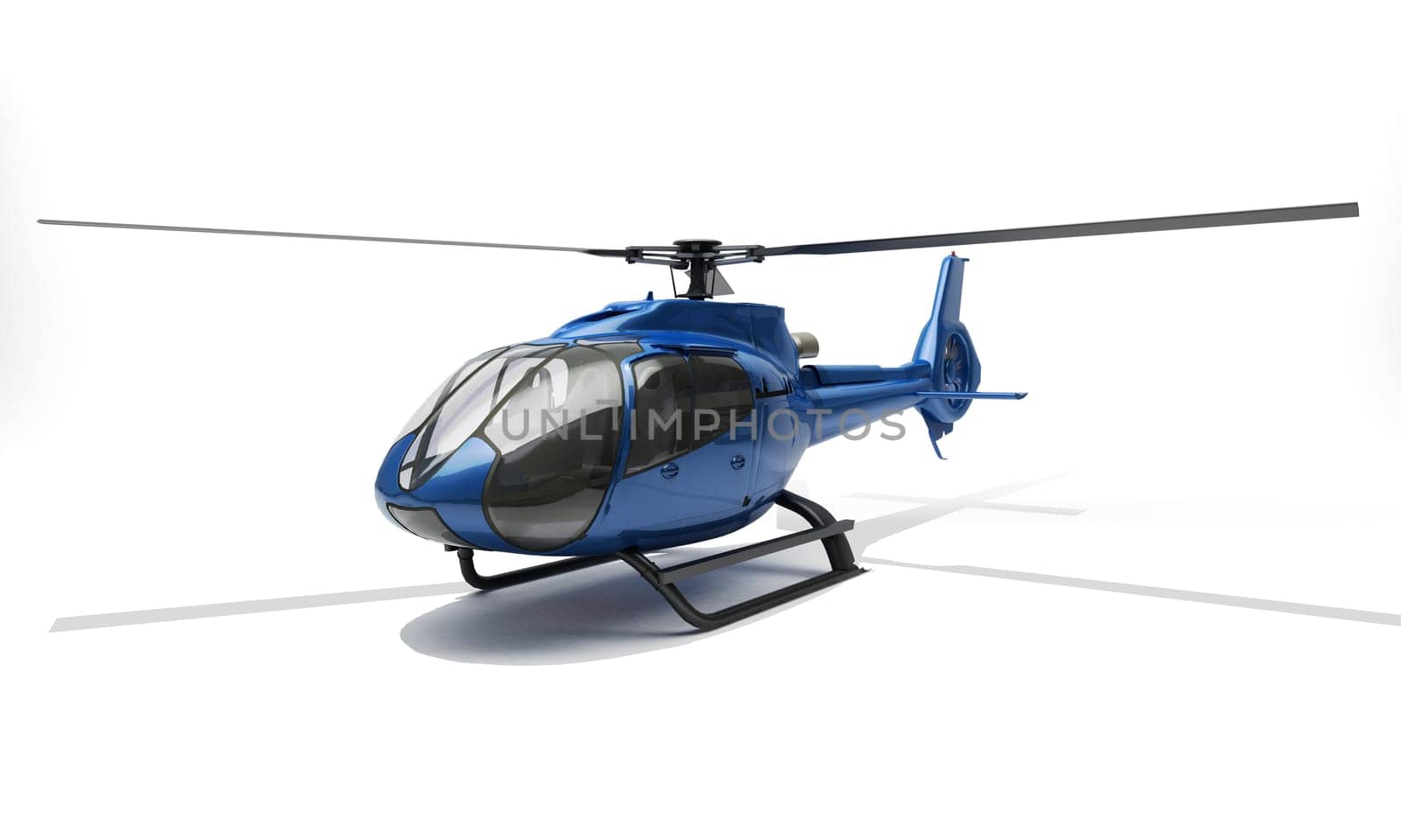 Modern blue helicopter on a light background