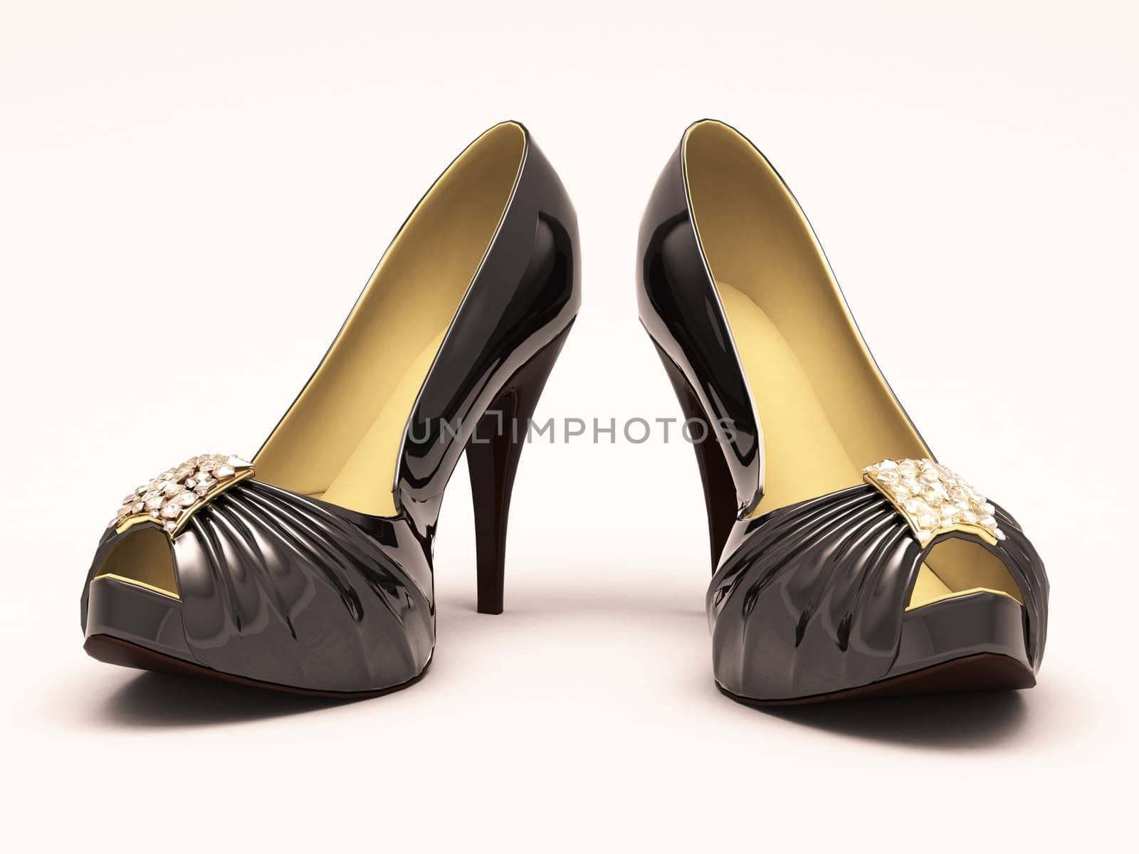 Women's red shoes closeup on a light background