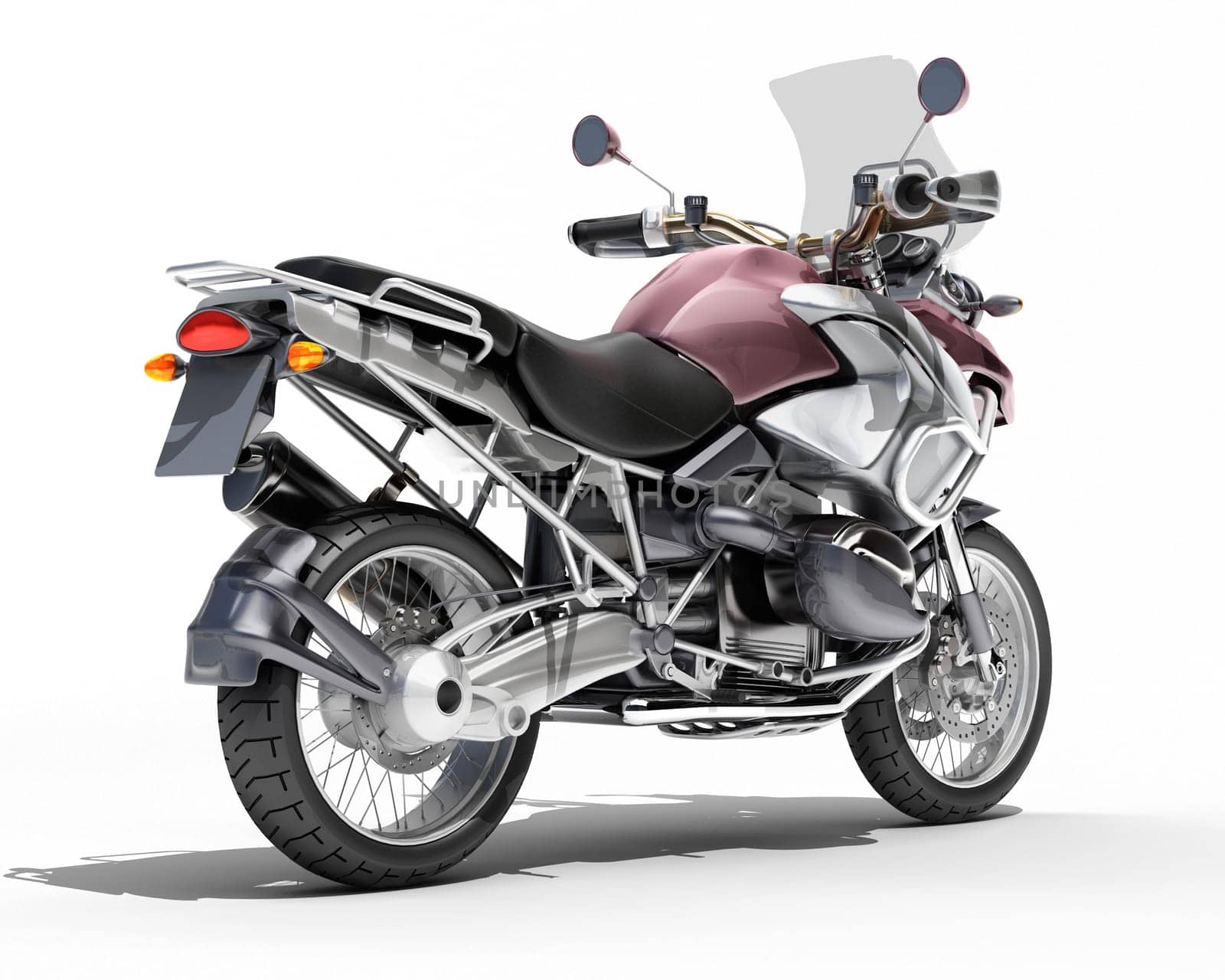 Dual-sports motorcycle close-up on a light background