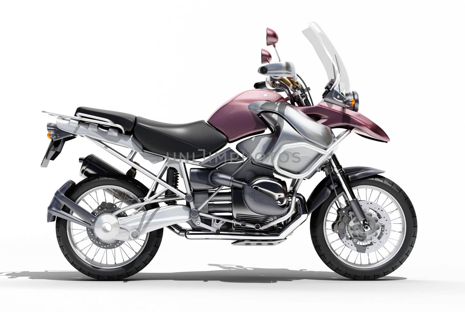 Dual-sports motorcycle close-up on a light background