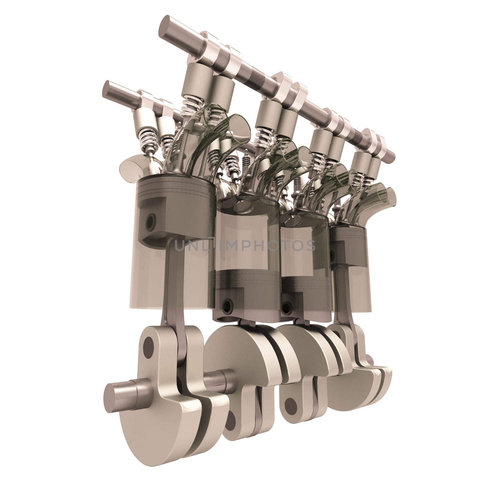 The internal combustion engine close-up isolated on white background