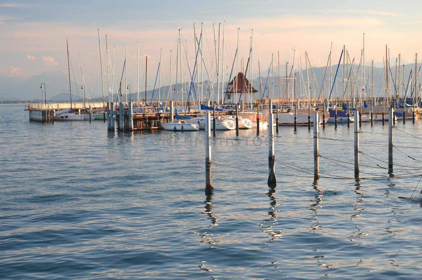 Picturesque marina of Lindau on Lake Bodensee, Germany