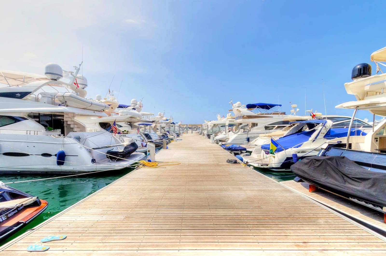 A view of the beautiful Marina in Zaitunay Bay in Beirut, Lebanon. A very modern, high end and newly developed area where yachts are embarked and it's perfect for a waterfront promenade.
