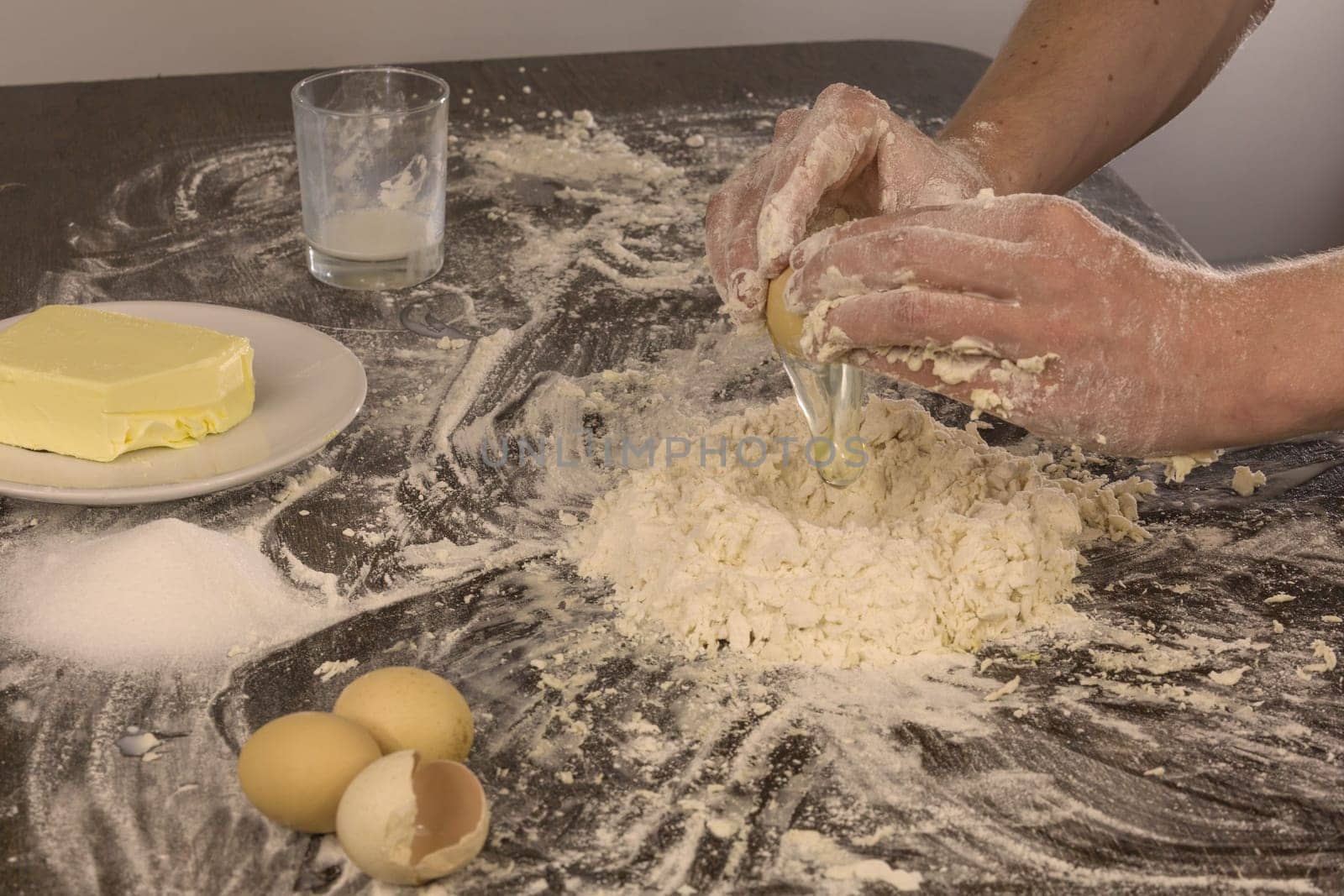 Preparation of a dough for baking