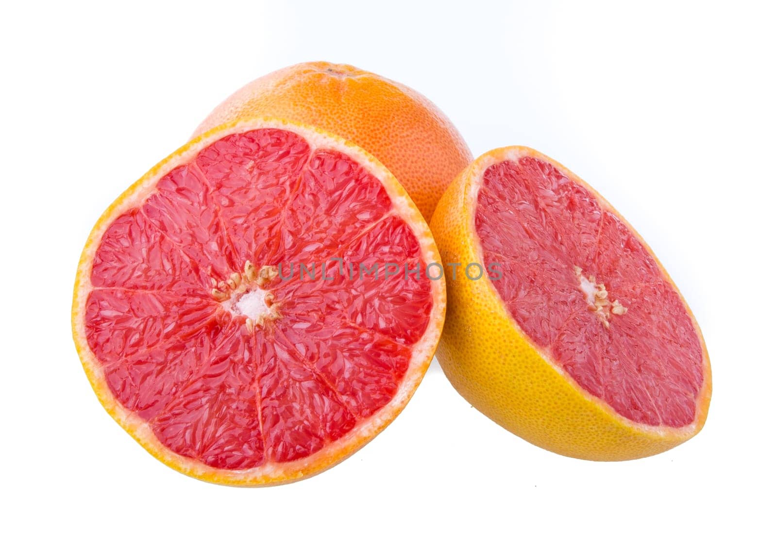ripe grapefruits isolated on white background