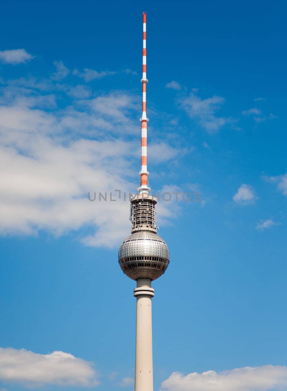 The TV tower on the Alexanderplatz in Berlin.