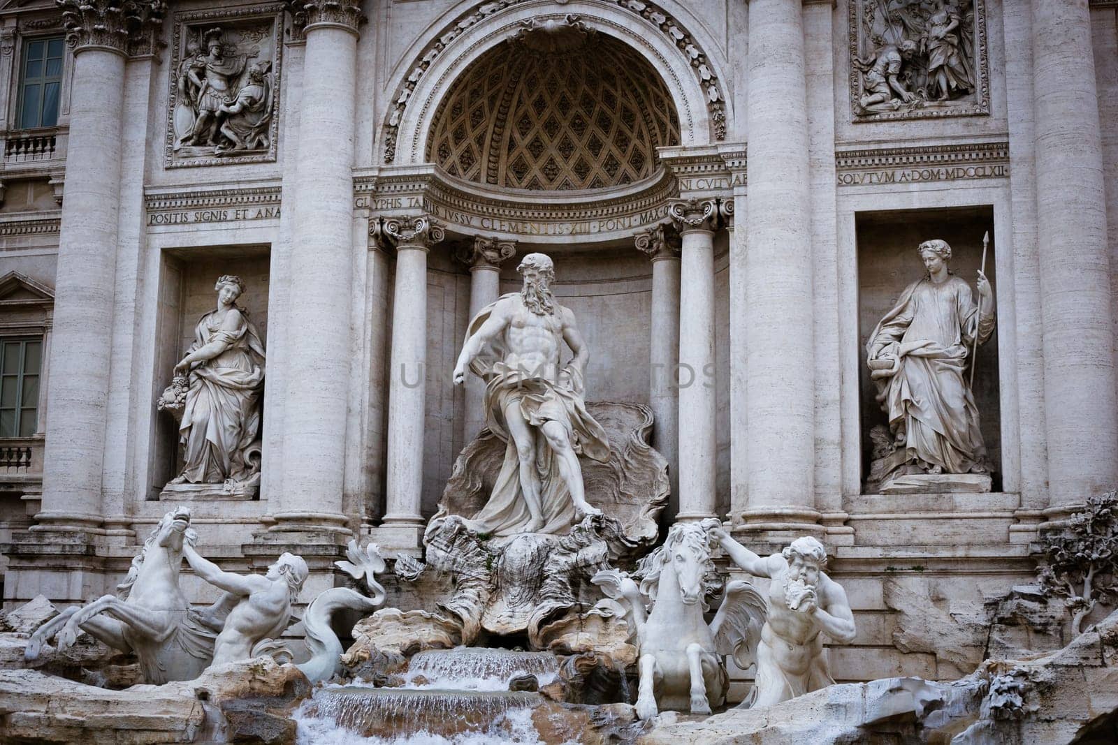 Beautiful travel photo with Trevi fountain in Rome