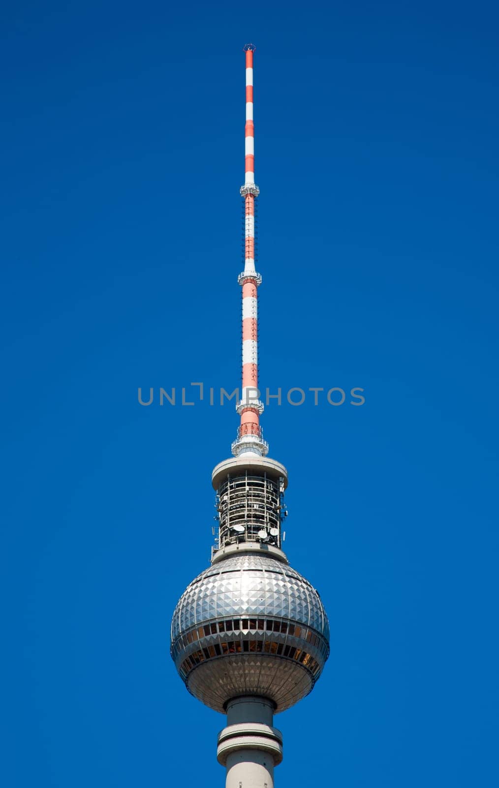 The TV tower on the Alexanderplatz in Berlin.