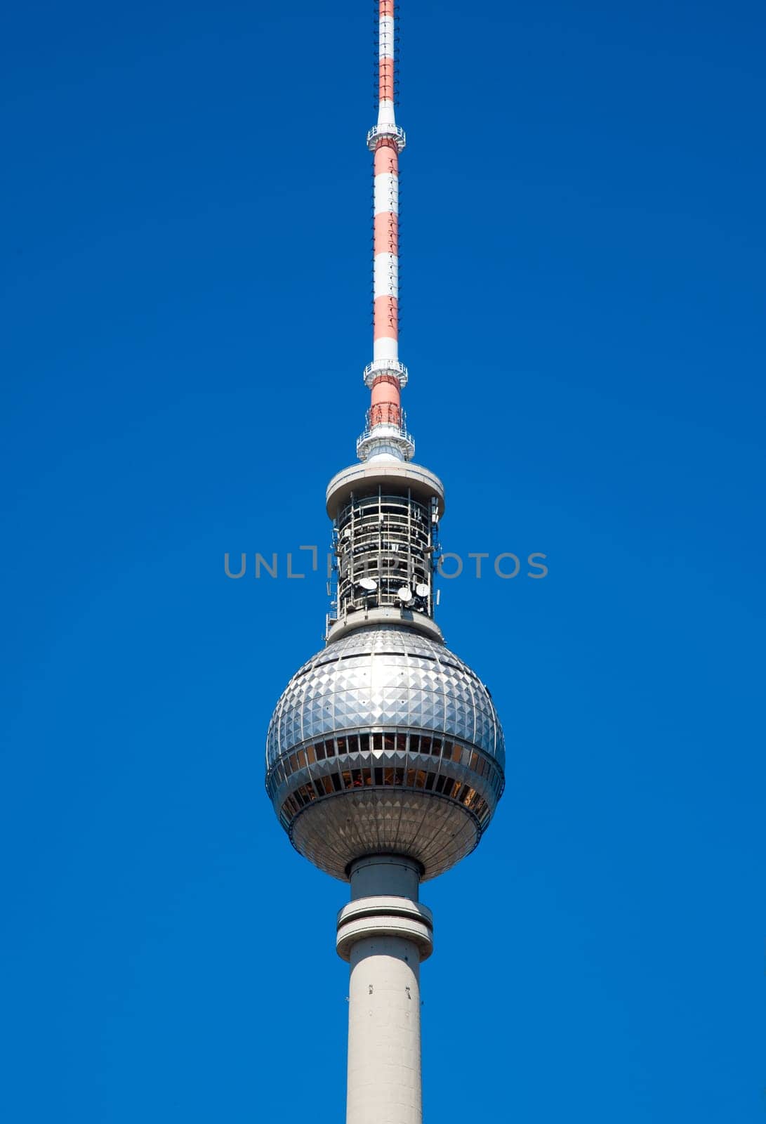 The TV tower on the Alexanderplatz in Berlin.