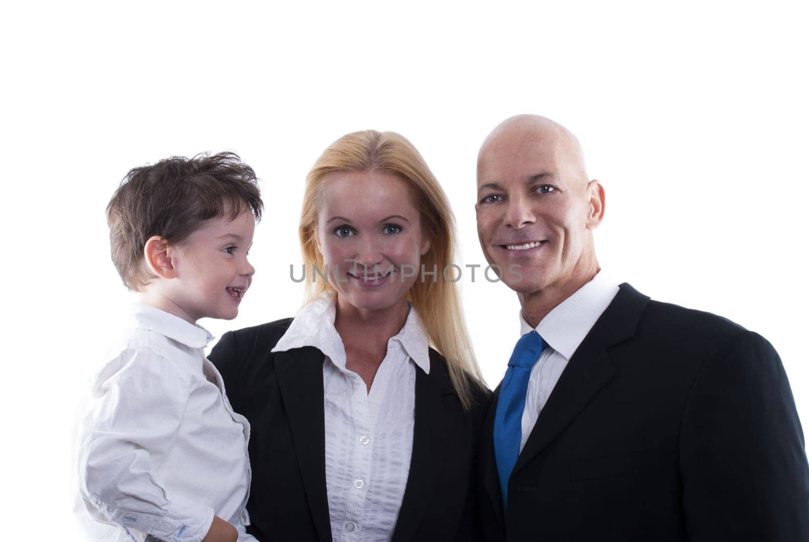A Happy Laughing Family in Business Cloth, Isolated