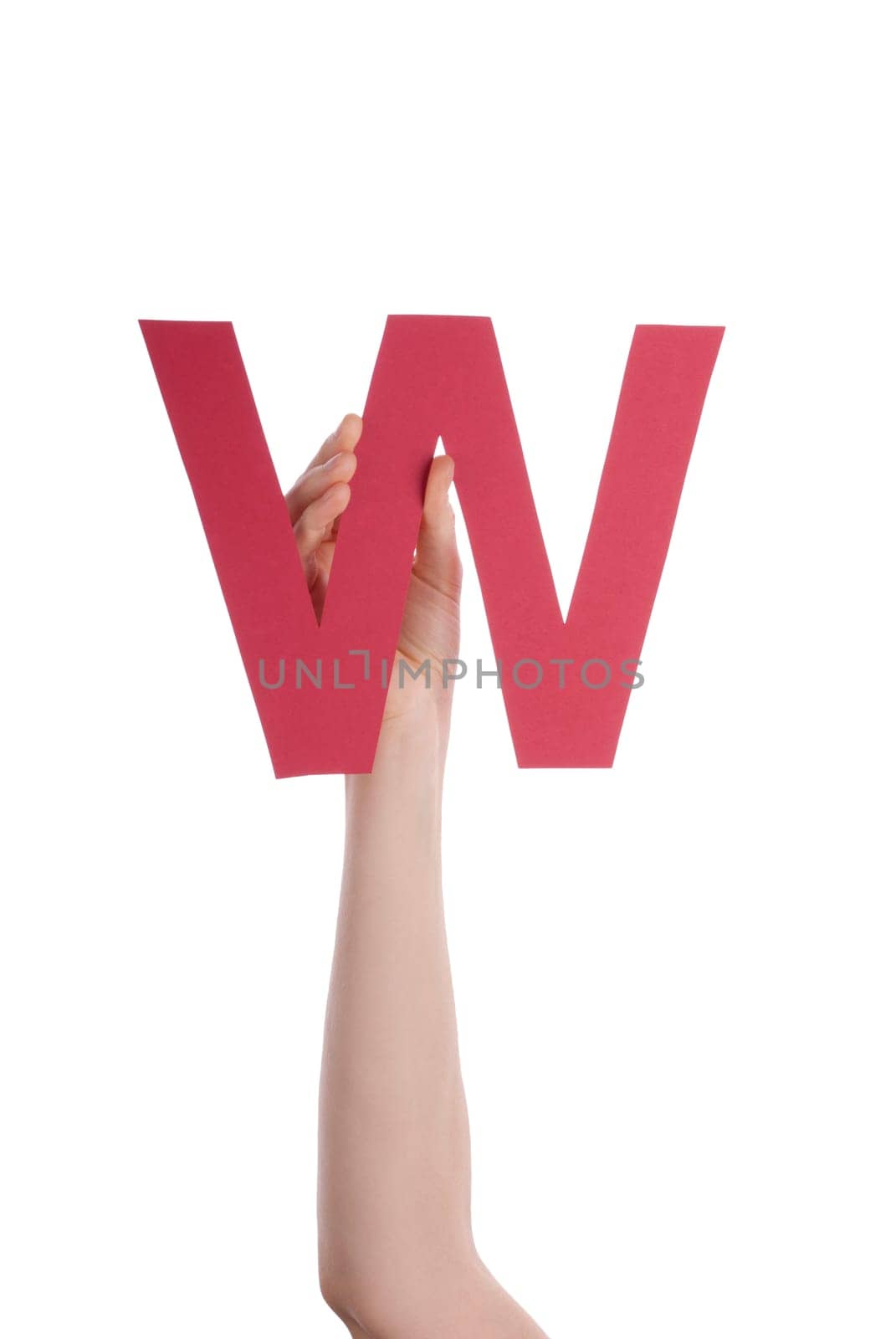 A Hand With a Red W in It, Isolated