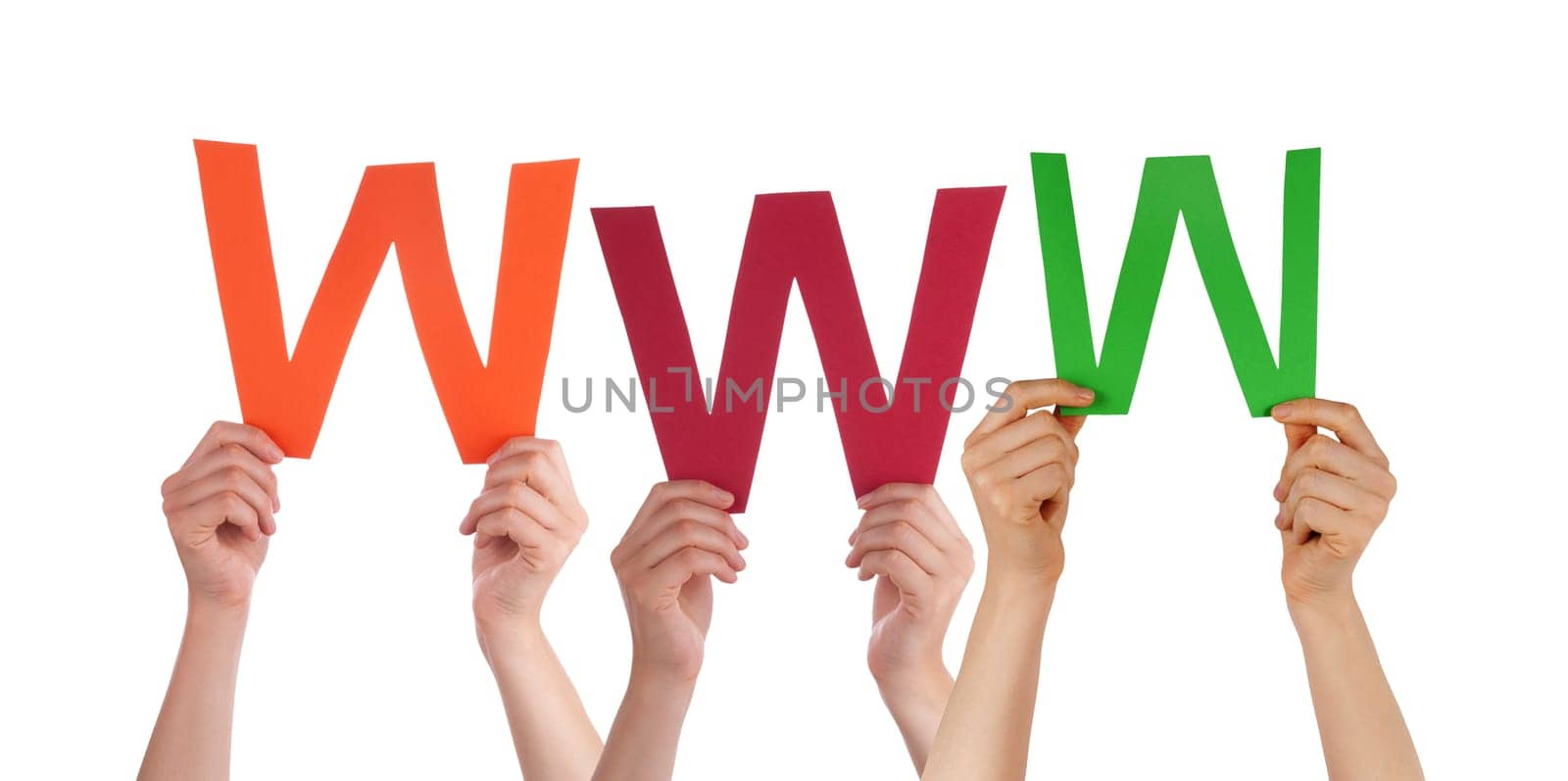 Many Hands Holding a Colorful WWW, Isolated