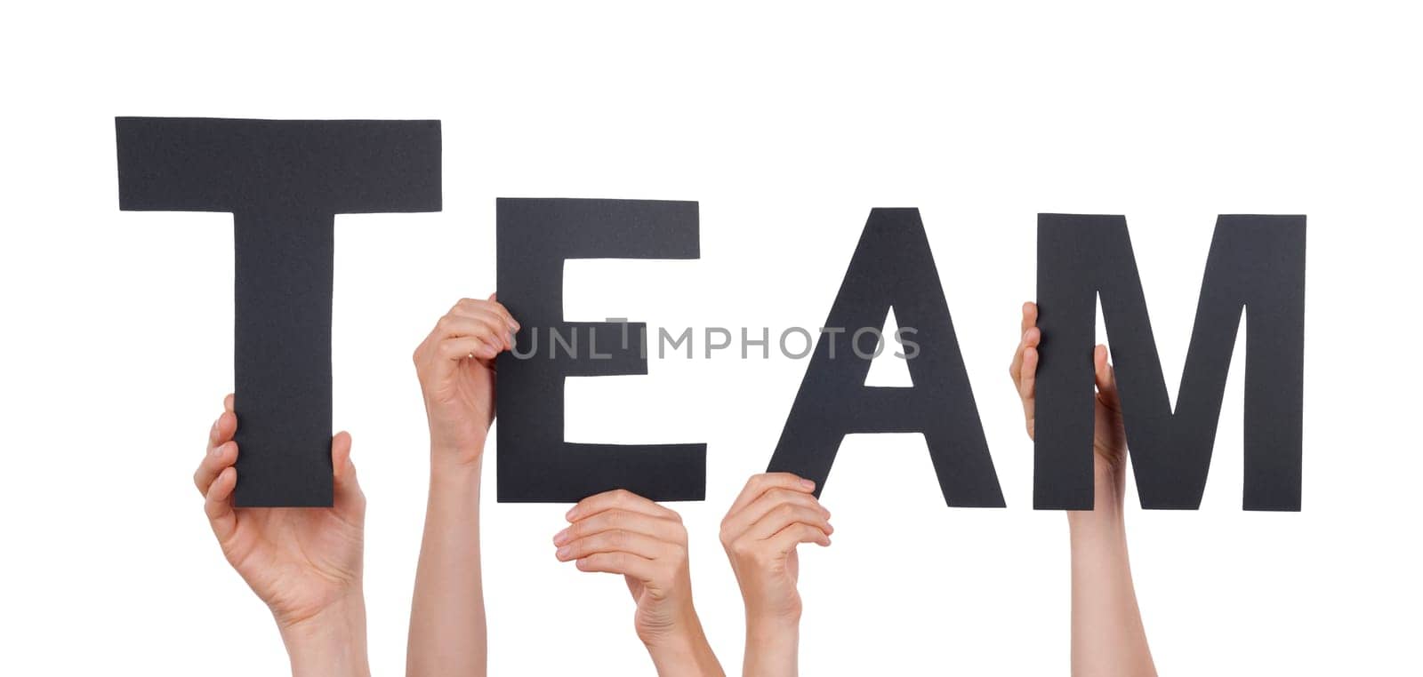 People Holding the Black Word Team, Isolated