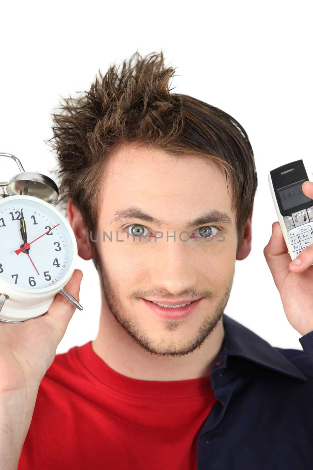 Man rushing through his morning routine