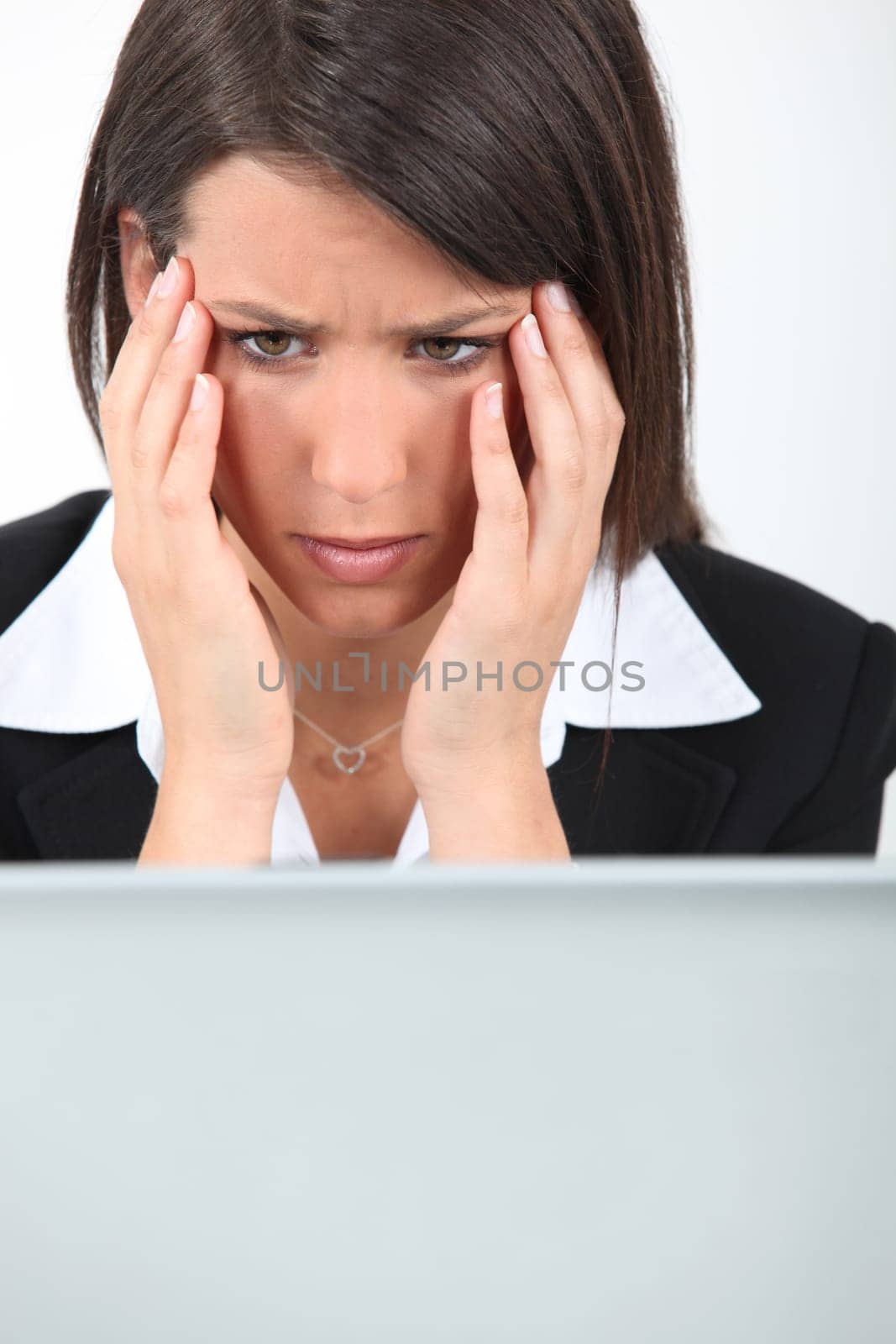 Businesswoman having computer problems