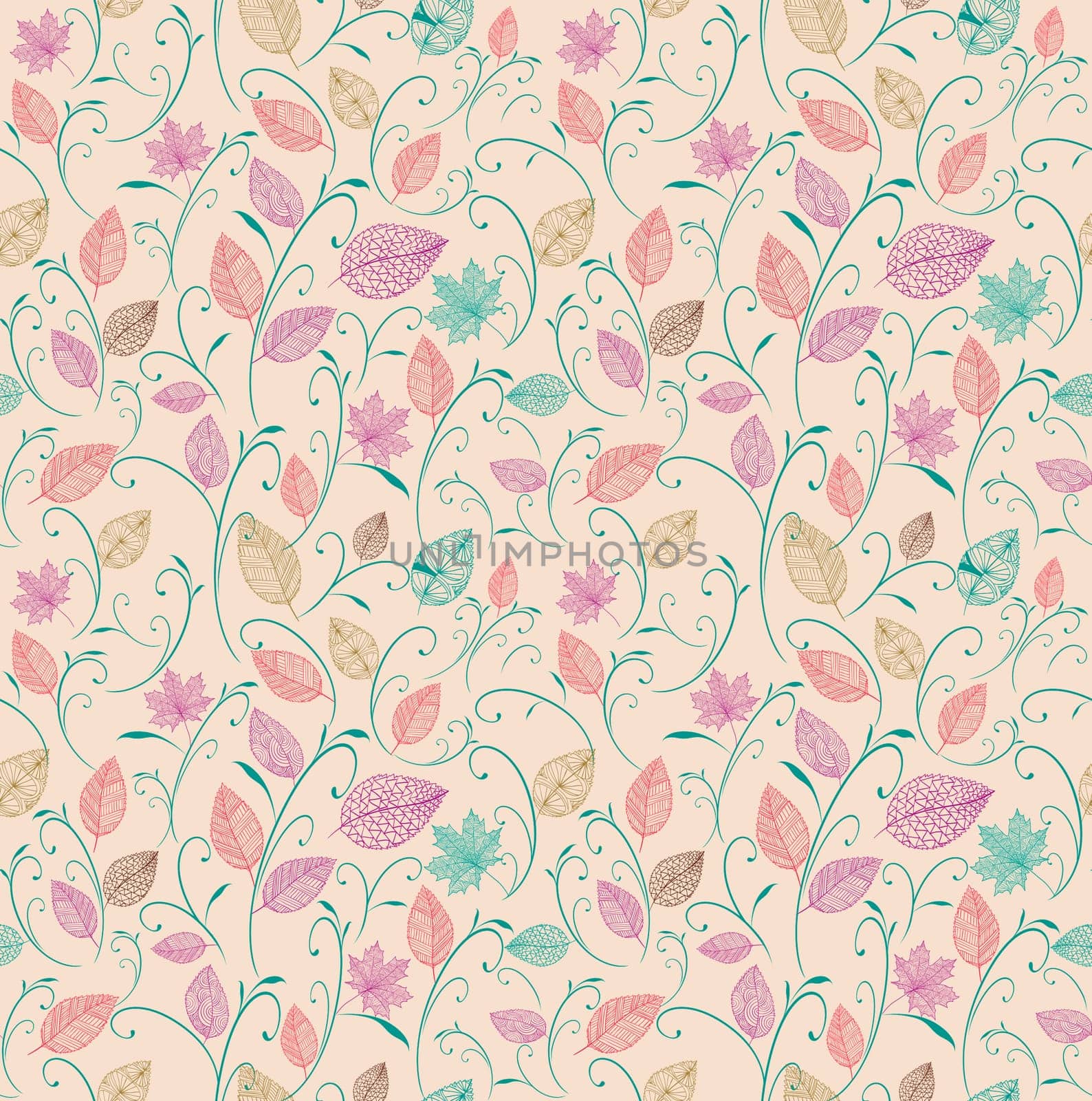 Vintage autumn leaves and branches seamless pattern background. EPS10 vector file with transparency organized in layers for easy editing.