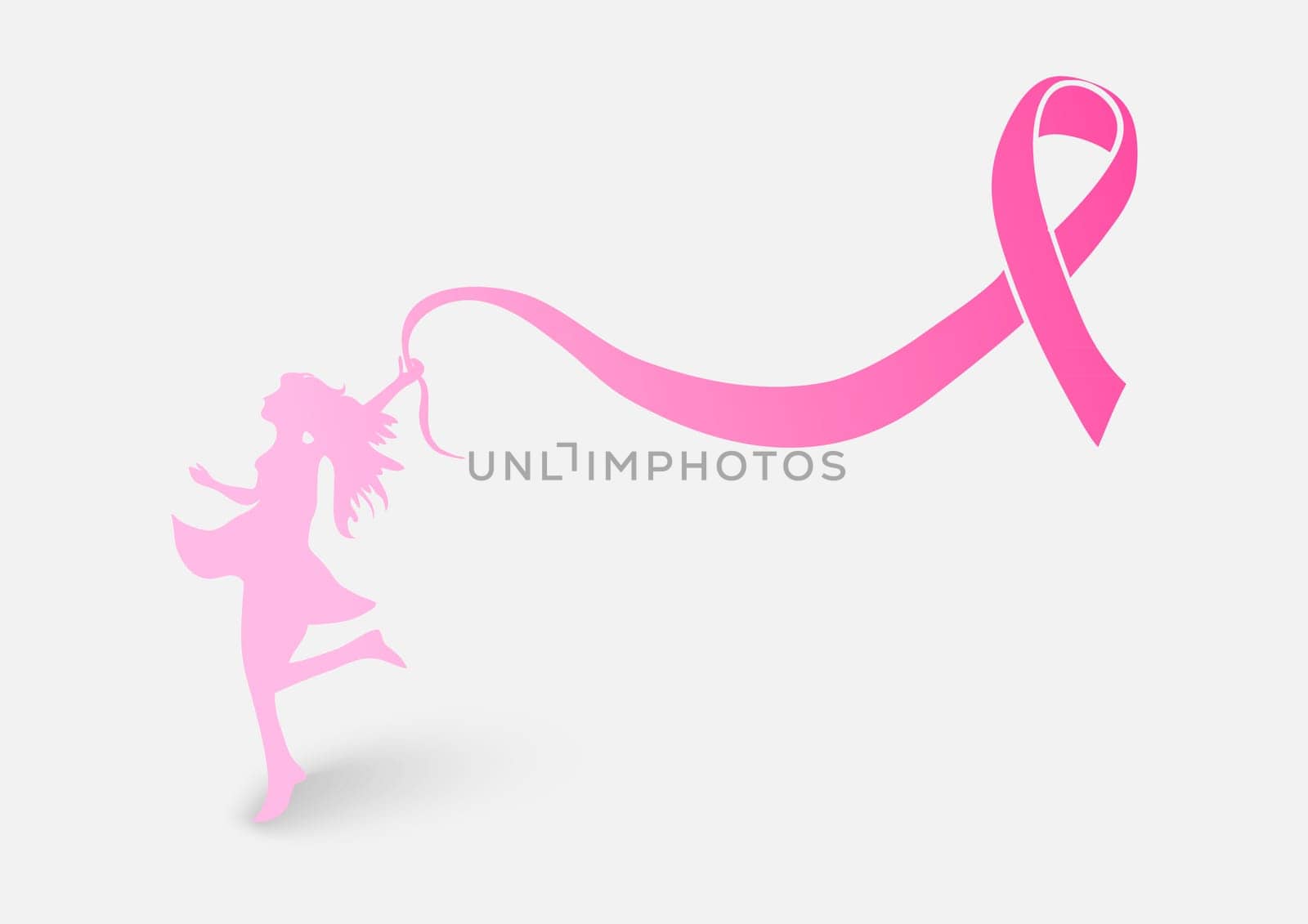 Breast cancer awareness ribbon elements healthy woman concept illustration. EPS10 vector file organized in layers for easy editing.