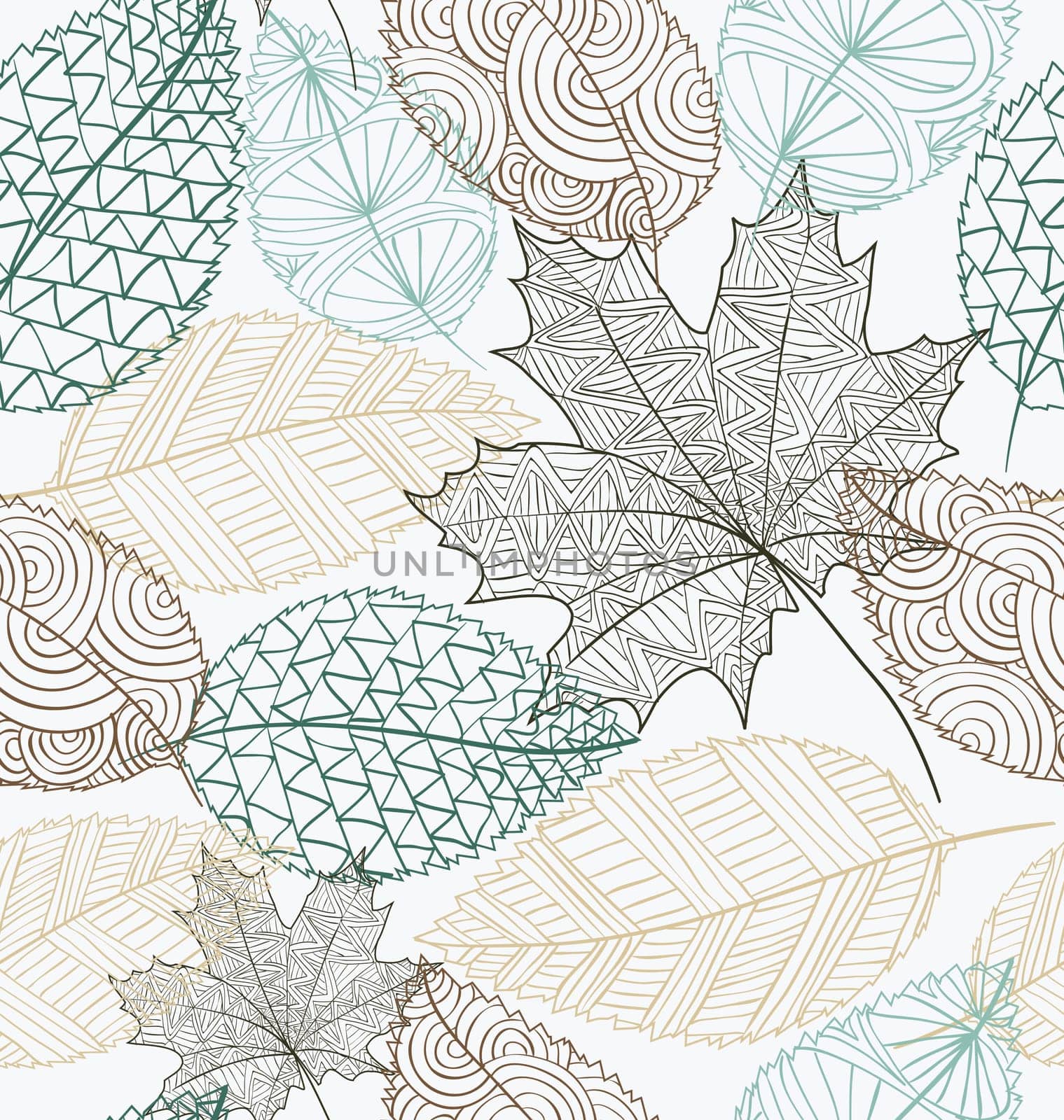Hand drawn transparent autumn tree leaves seamless pattern background. EPS10 vector file with transparency organized in layers for easy editing.