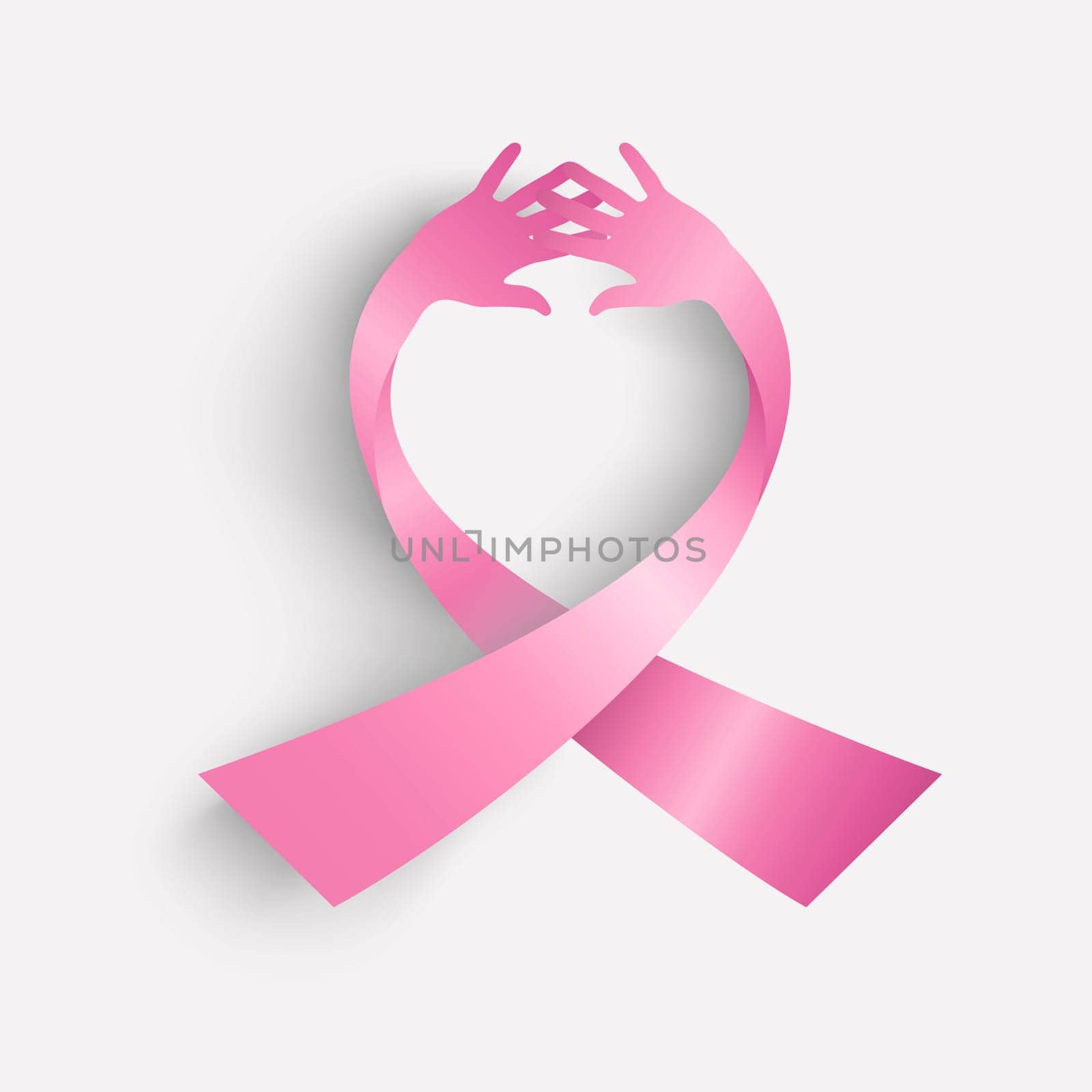 Breast cancer awareness ribbonsymbol made with human hands. EPS10 vector file organized in layers for easy editing.