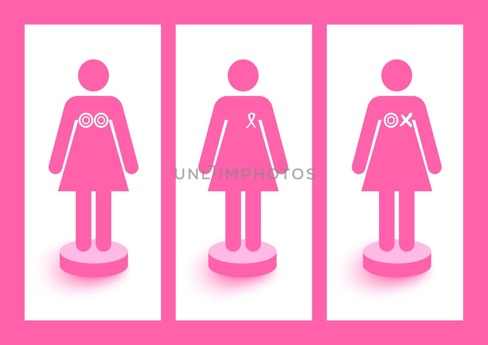 Global collaboration breast cancer awareness concept illustration. Women figures with ribbons and symbols. EPS10 vector file organized in layers for easy editing.