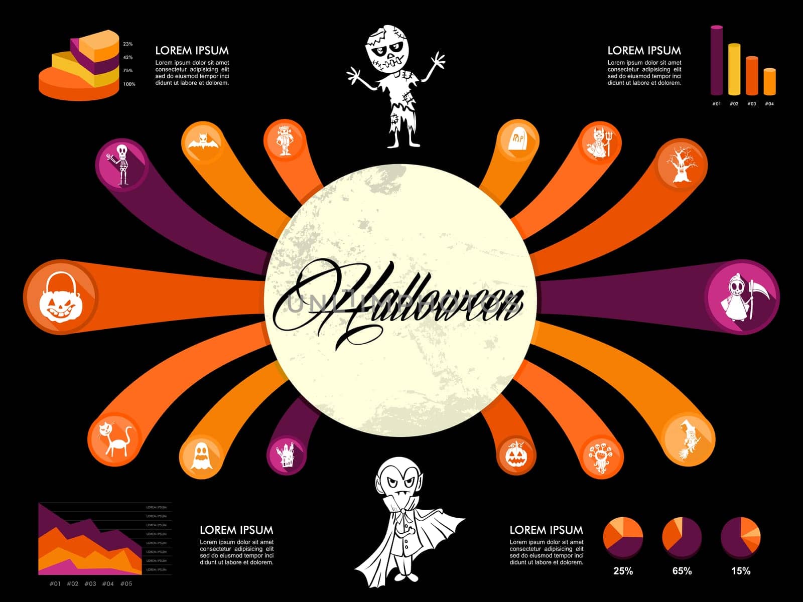 Halloween full moon Infographic template design. EPS10 vector file layered for easy editing.