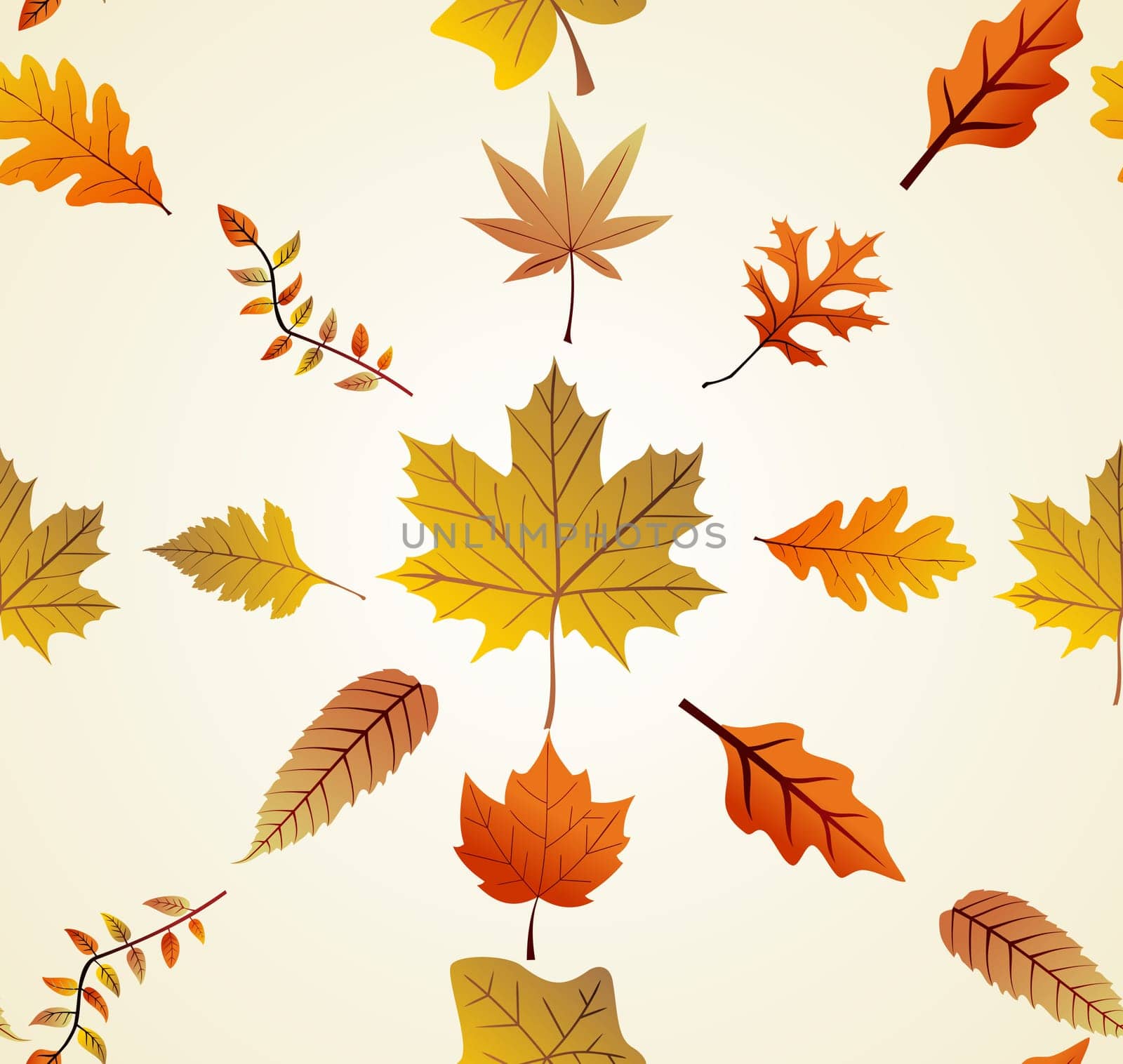 Autumn tree leaves composition seamless pattern background. EPS10 vector file organized in layers for easy editing.