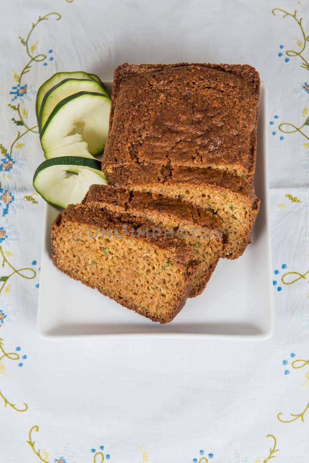 Vegetarian cake made of zucchini, ginger and lemon peel