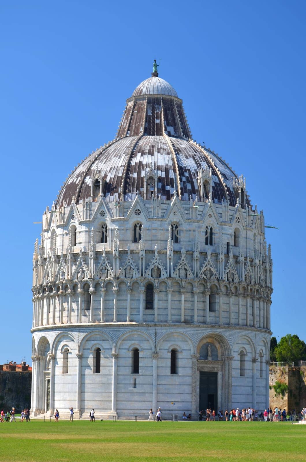 The famous baptistery on Square of Miracles in Pisa, Italy