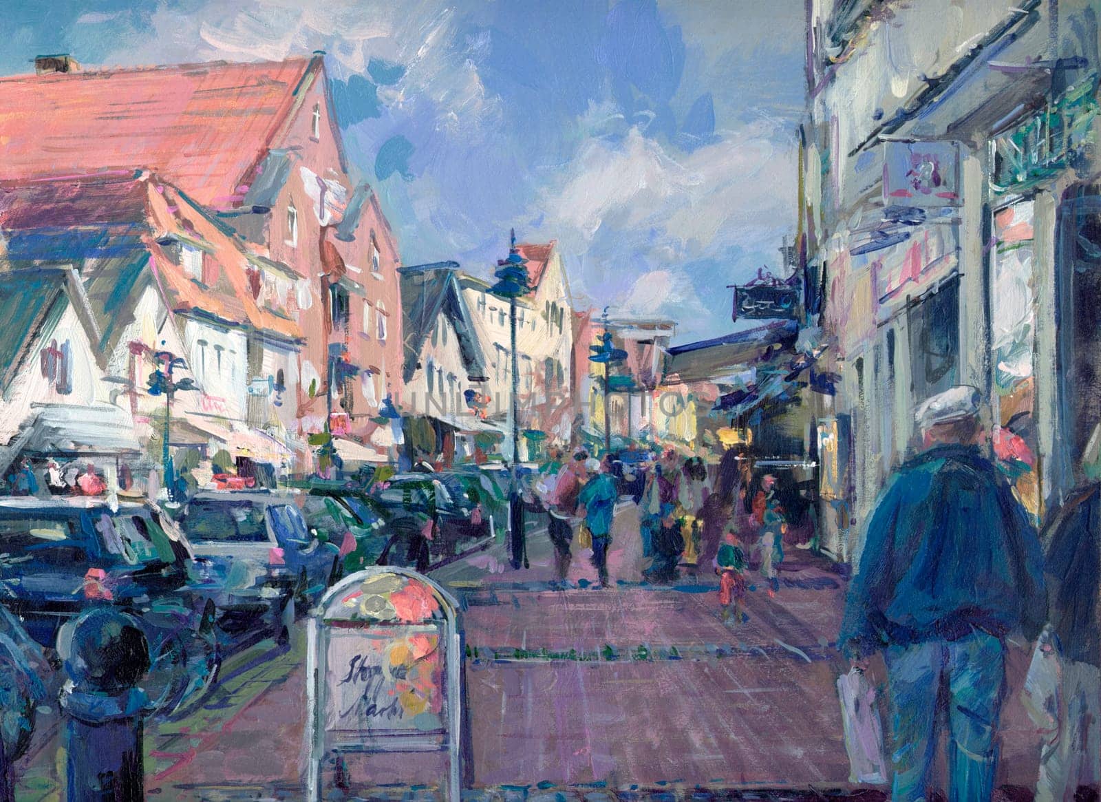 Landscape Painting Vechta - Acrylic paints on wooden panel