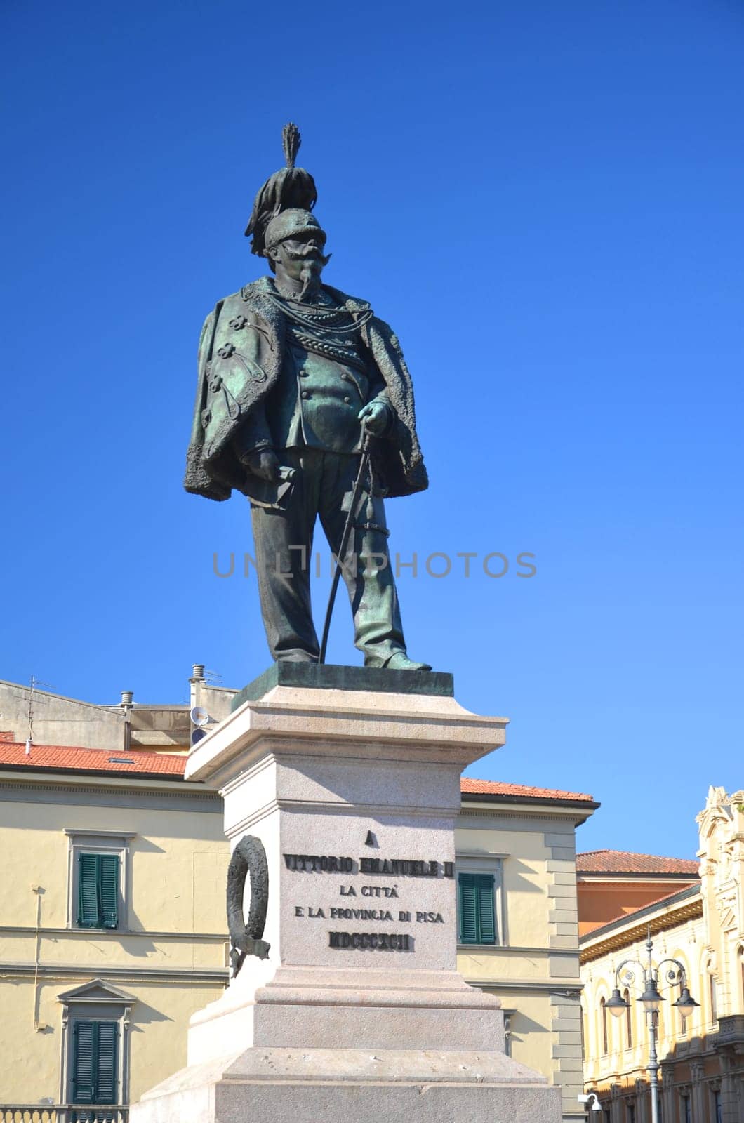 The statue and square of Vittorio Emanuele II in Pisa, Italy