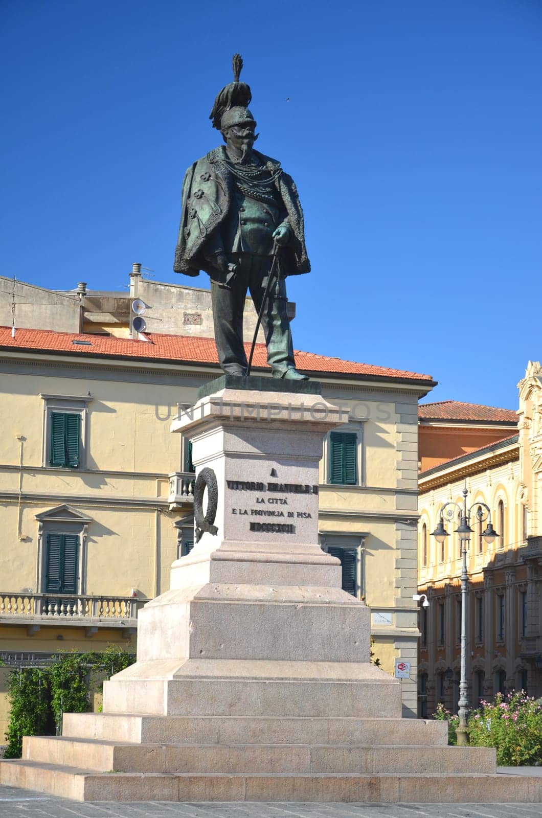 The statue and square of Vittorio Emanuele II in Pisa, Italy