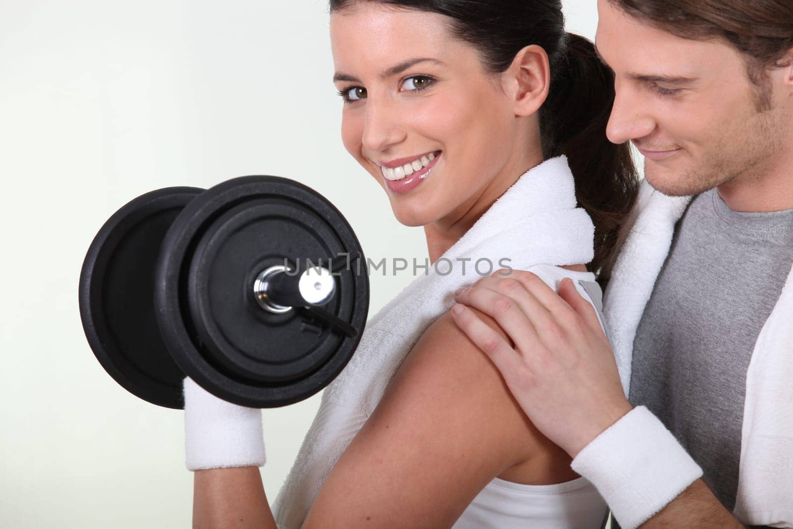 Couple working out together