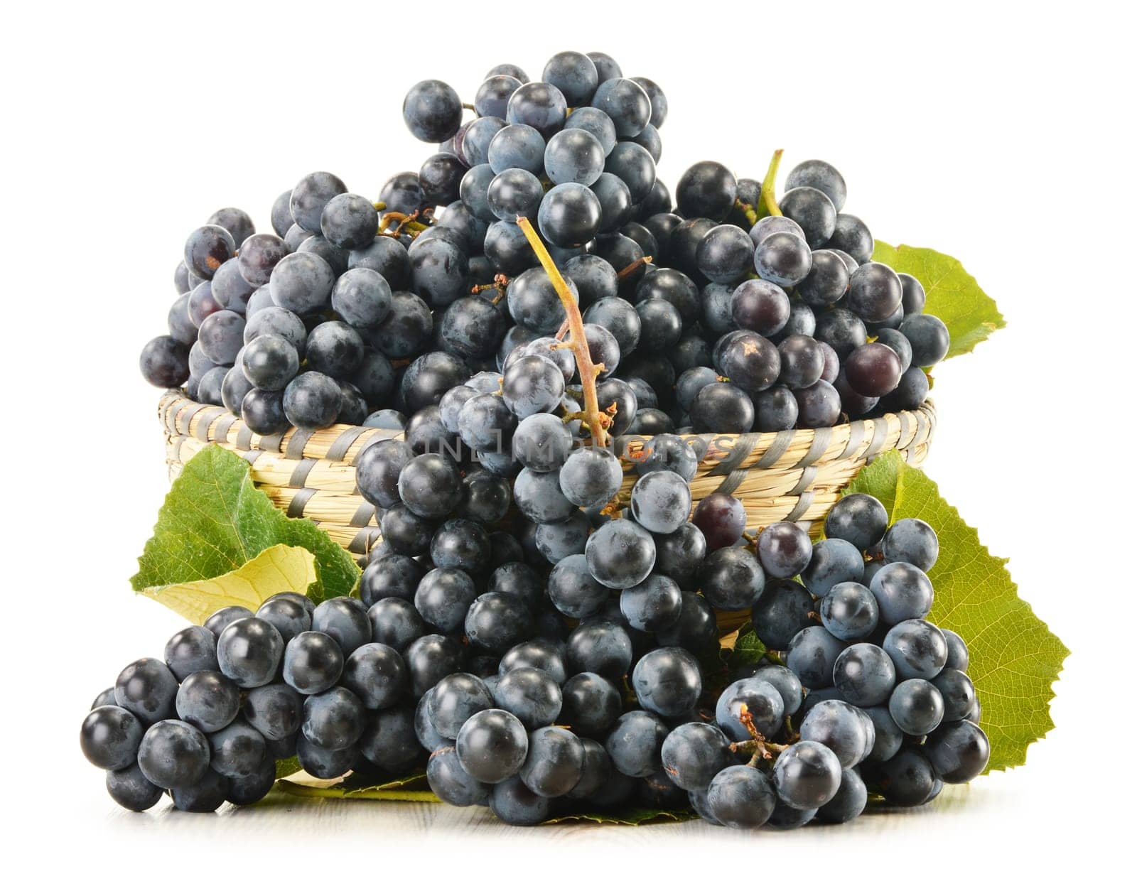 Bunch of fresh red grapes isolated on white