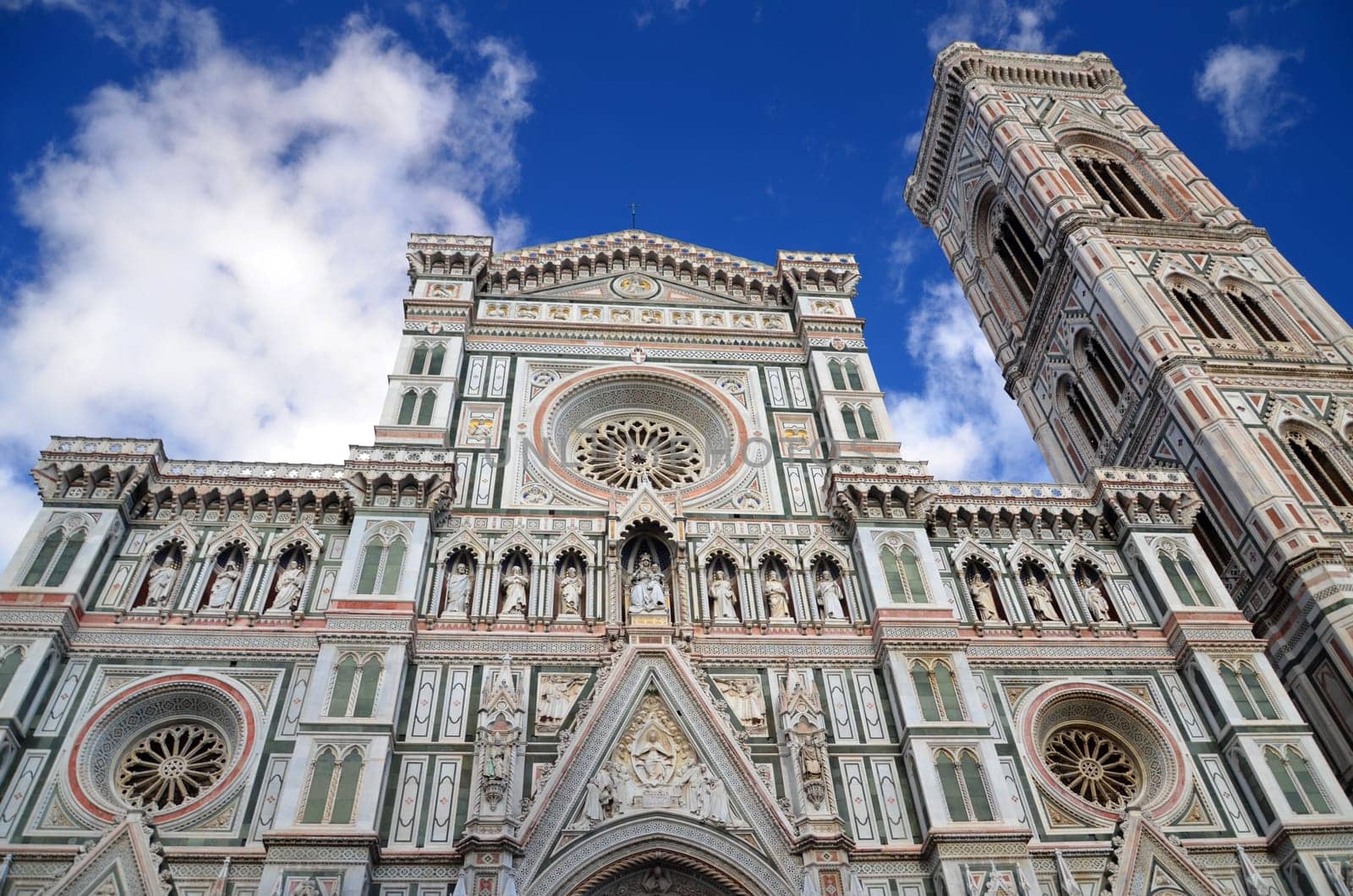 Spectacular view of famous marble cathedral Santa Maria del Fiore in Florence, Italy