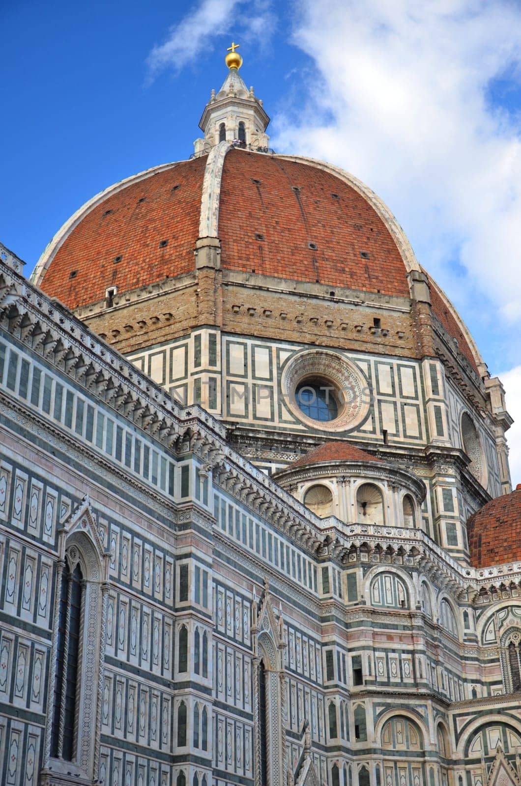 Spectacular view of famous marble cathedral Santa Maria del Fiore in Florence, Italy