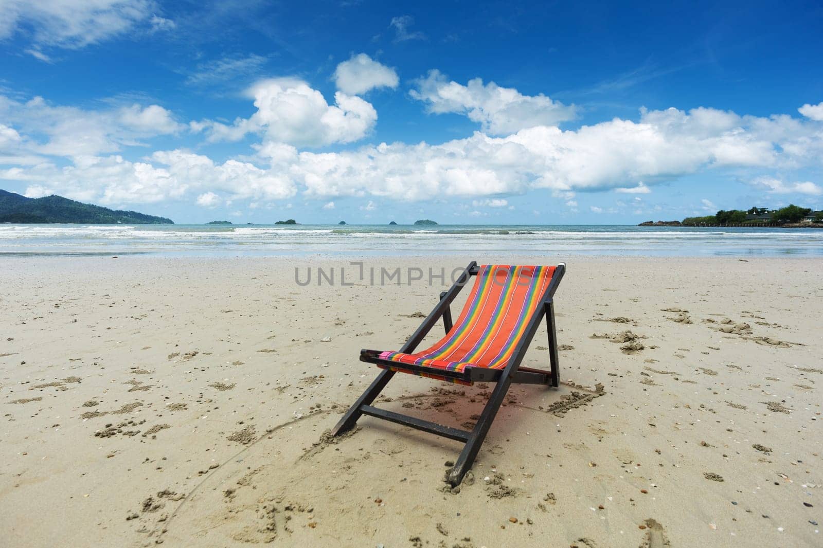 Holidays on the beach,deckchair by the sea to relax