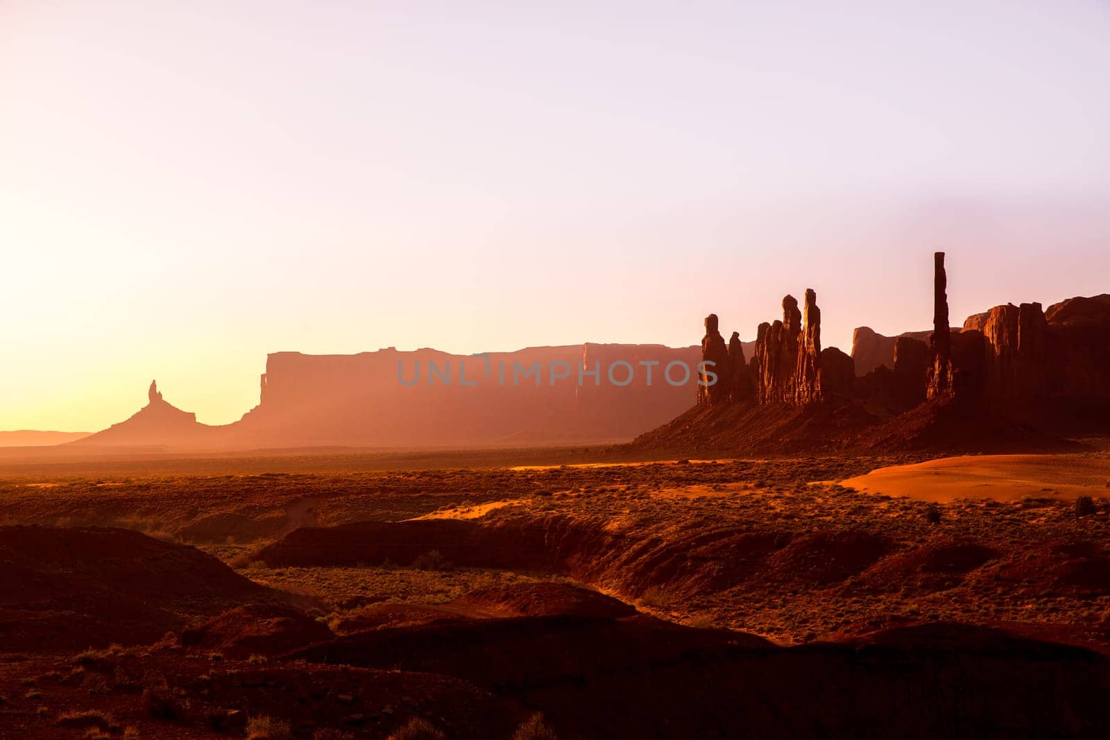 Monument Valley Totem Pole sunrise at national Park Utah
