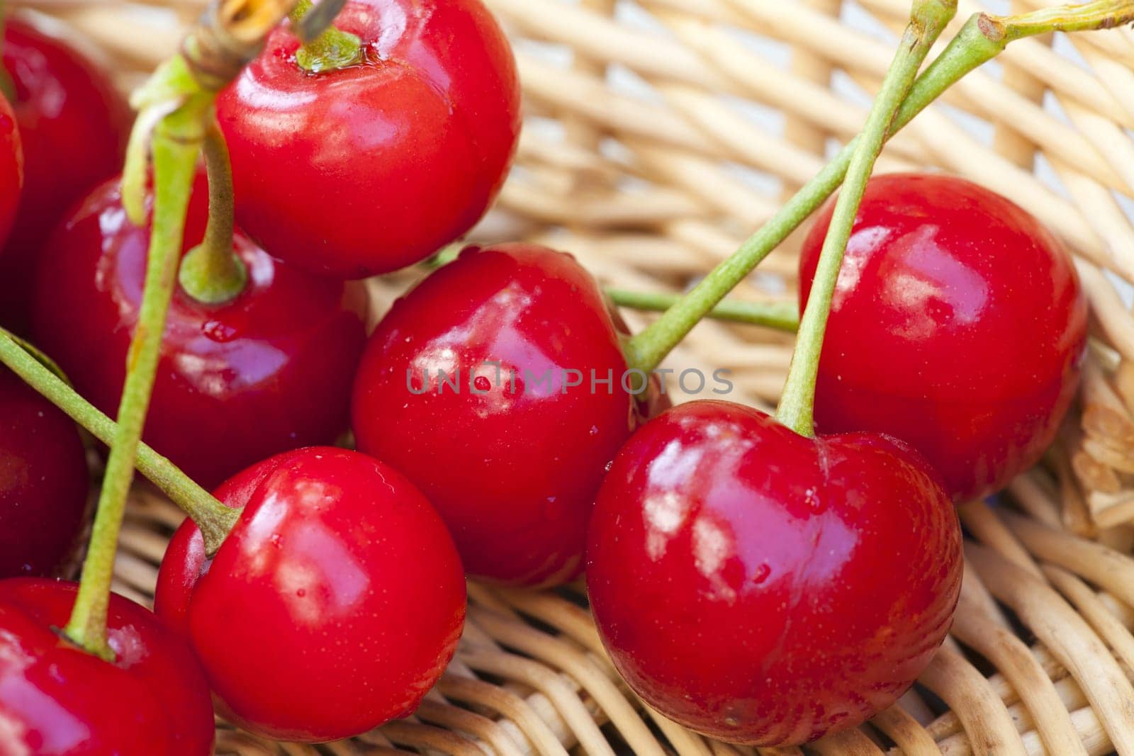 Close-up of cherries in a basket