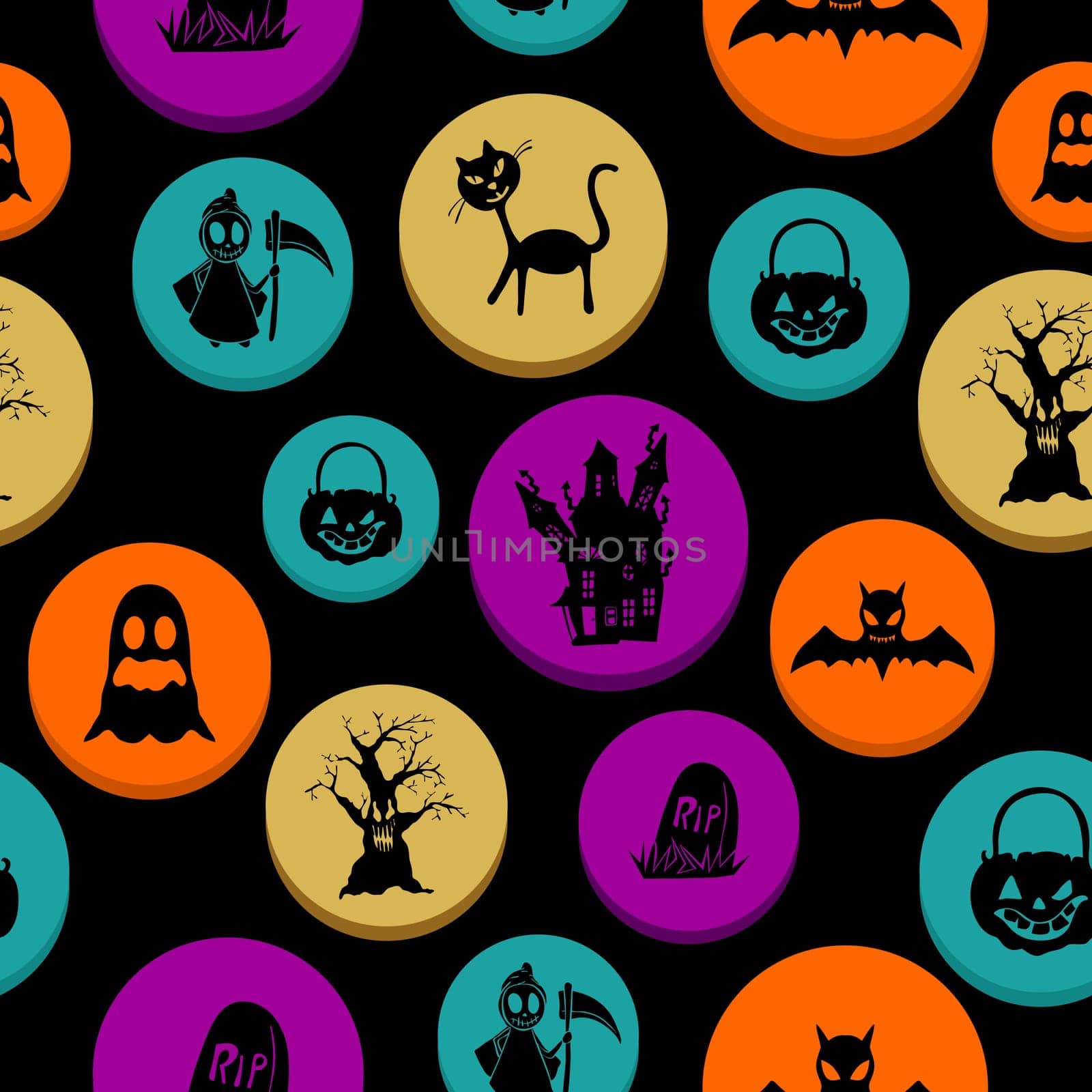 Happy Halloween colorful elements seamless pattern background. EPS10 Vector file organized in layers for easy editing.