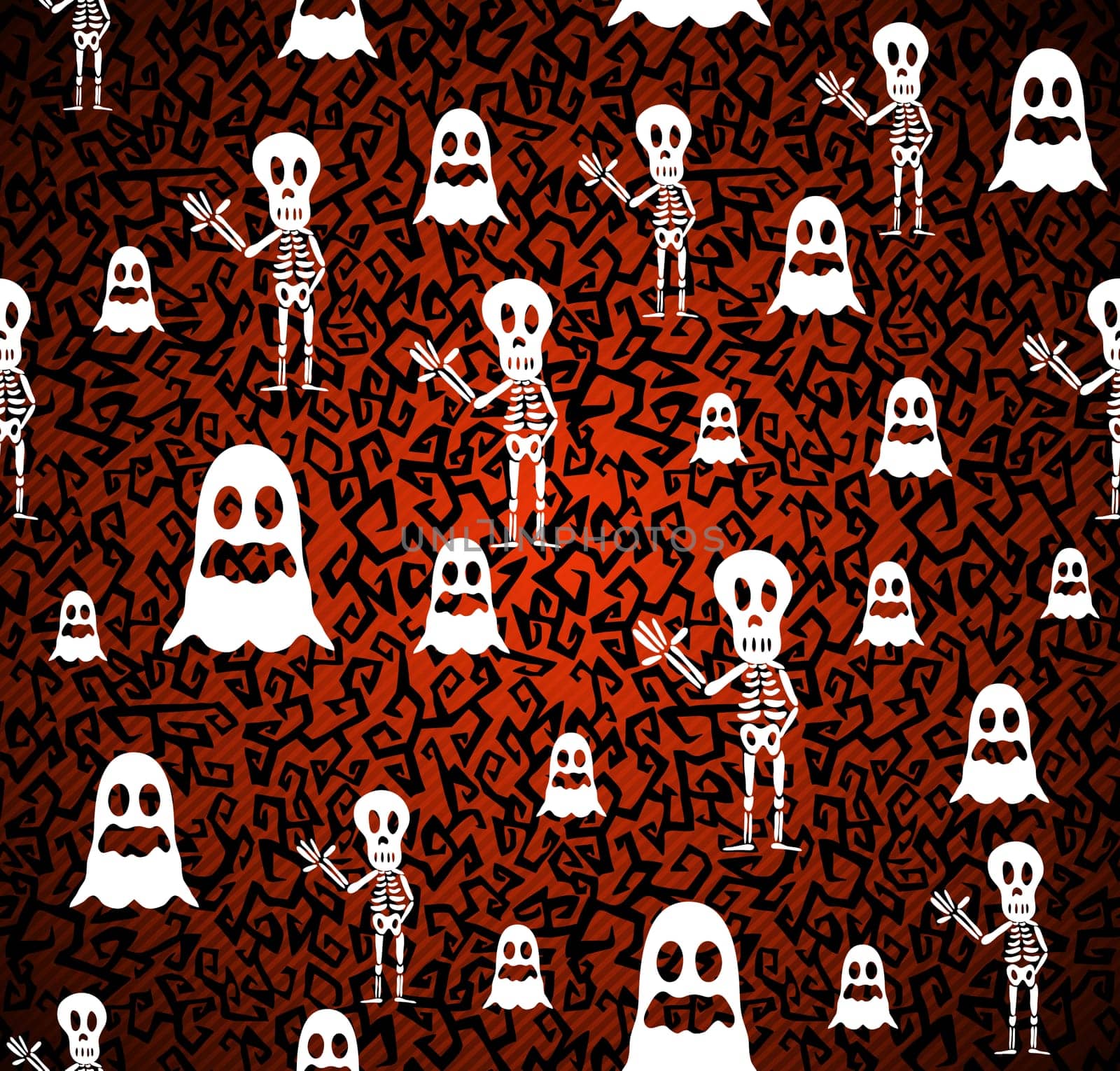 Happy Halloween ghosts and skeletons seamless pattern background. EPS10 Vector file organized in layers for easy editing.