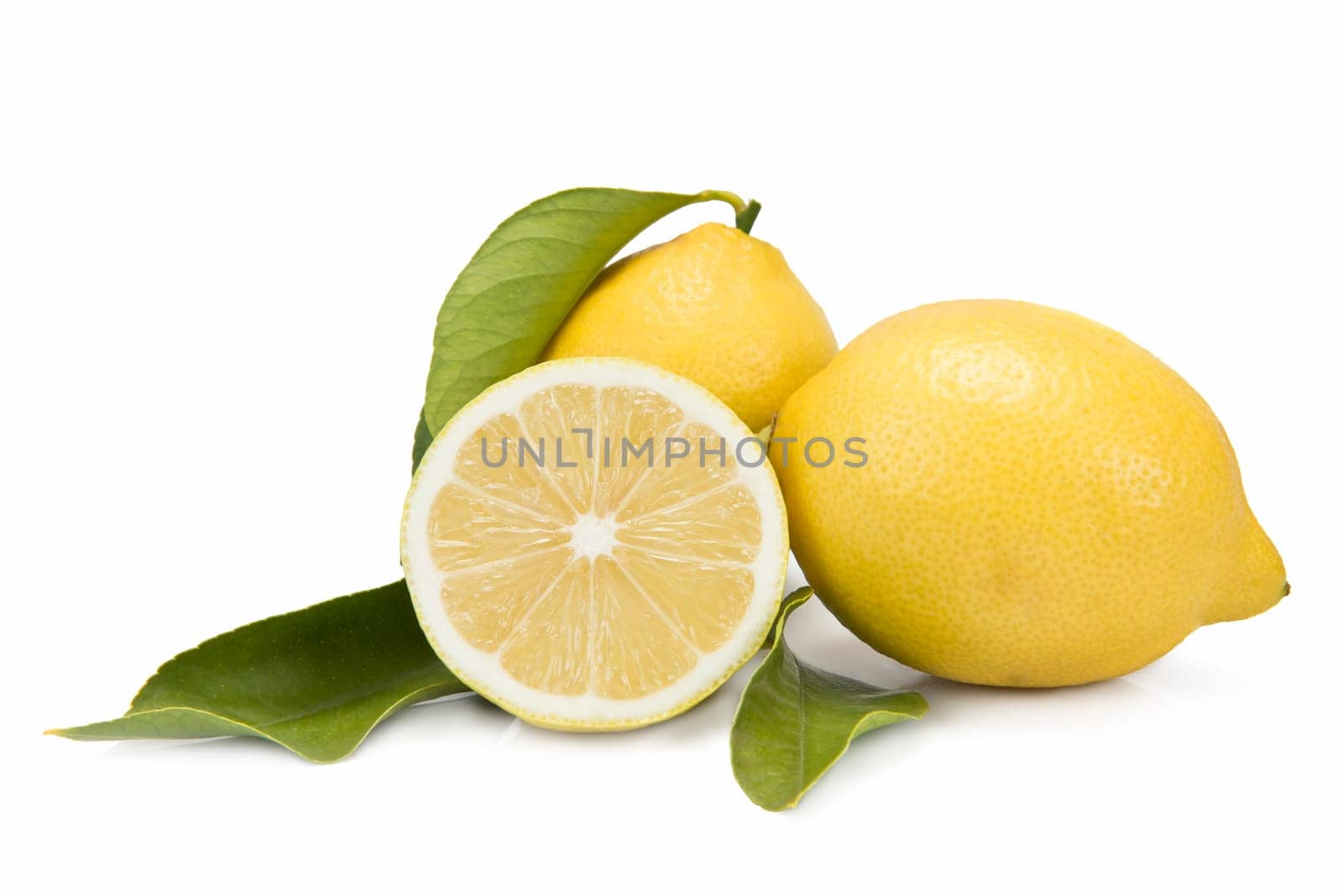 Fresh lemons isolated on a white background