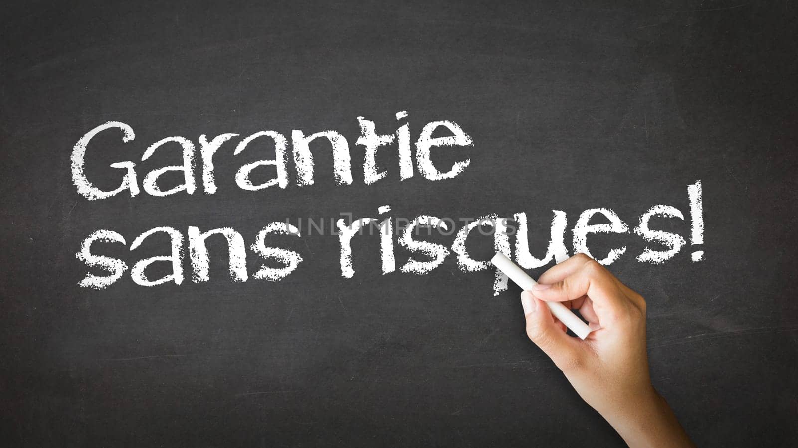 A person drawing and pointing at a Risk Free Guarantee Chalk Illustration