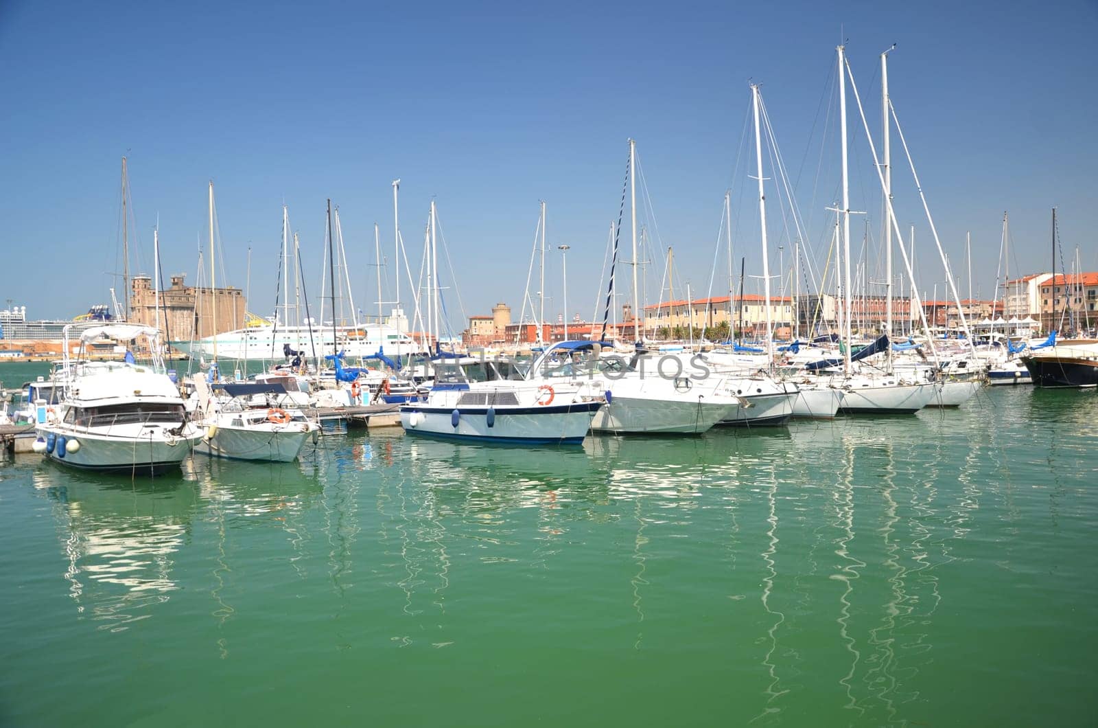 Yachts in marina in Livorno, Italy