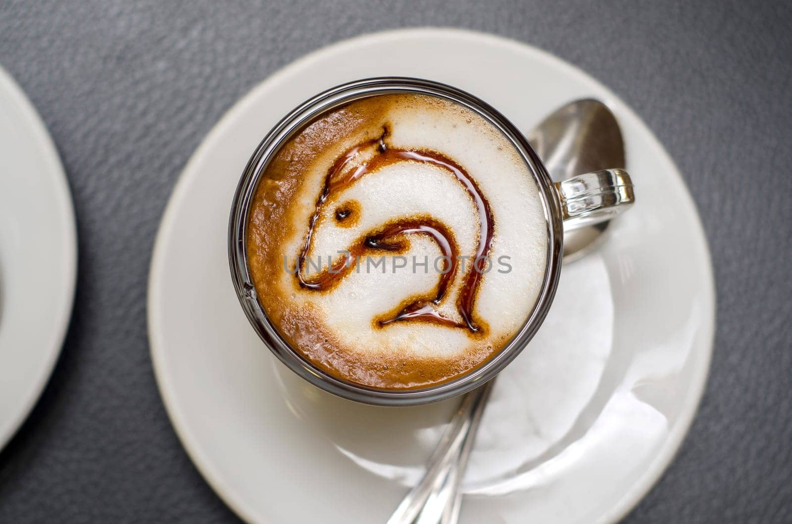 coffee decorated with a dolphin